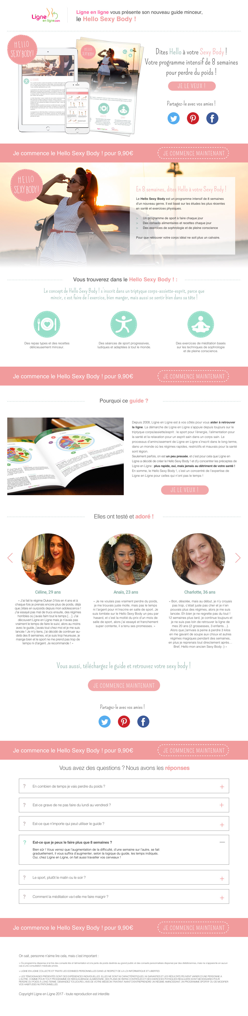 Design de page web pour la promotion d'un e-book proposé par le site Ligne-en-ligne.fr