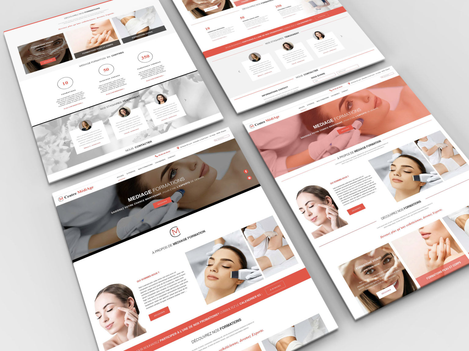 Maquettes web pour le site web de Mediage