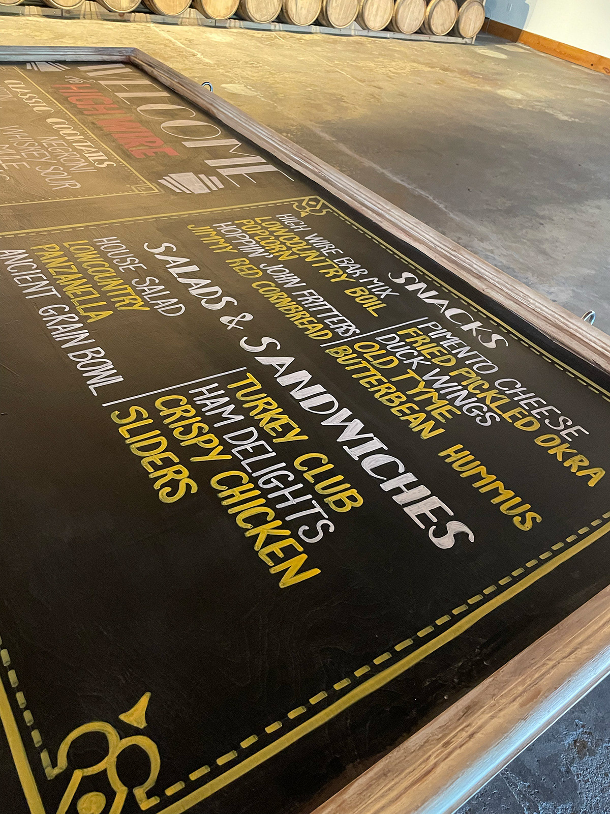 High Wire Distilling Menu Board