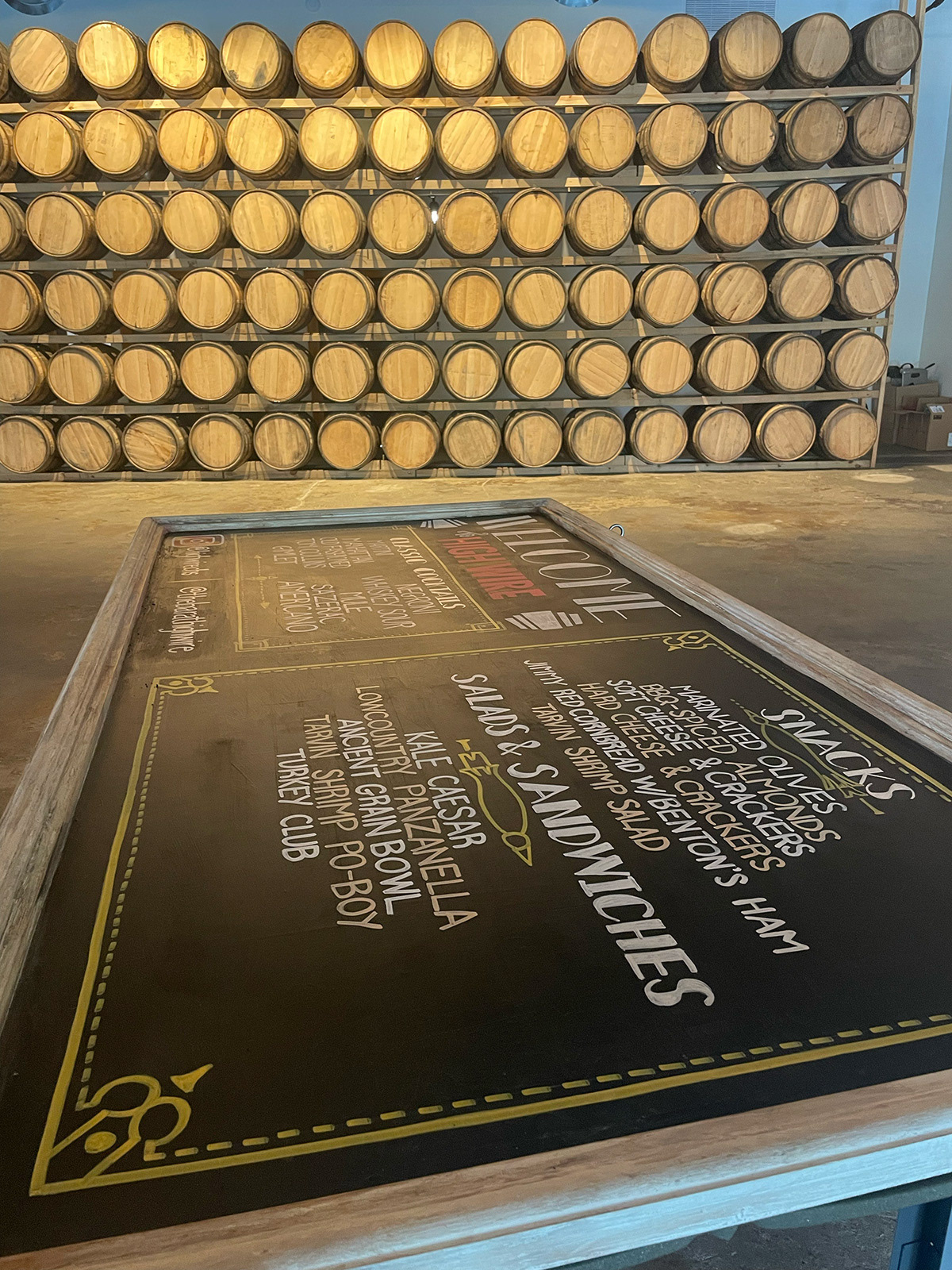 High Wire Distilling Menu Board