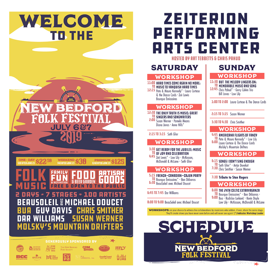 2019 New Bedford Folk Festival 24x48in sandwich board signs (1/3).