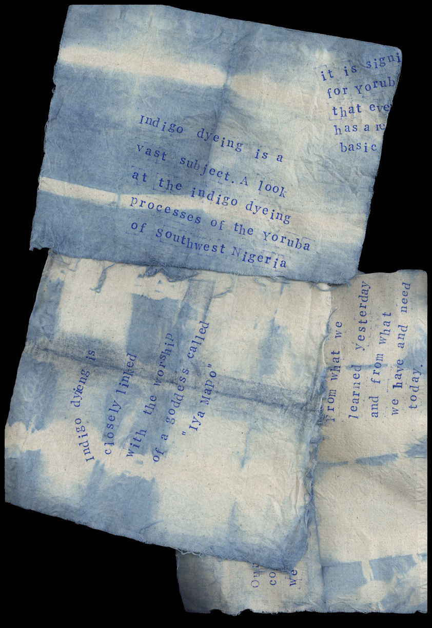 Letter stamps on fabric