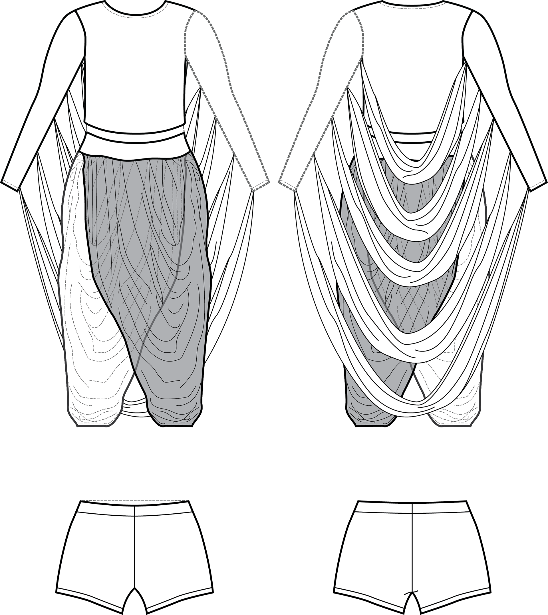 Free-Style Dance costume technical drawing