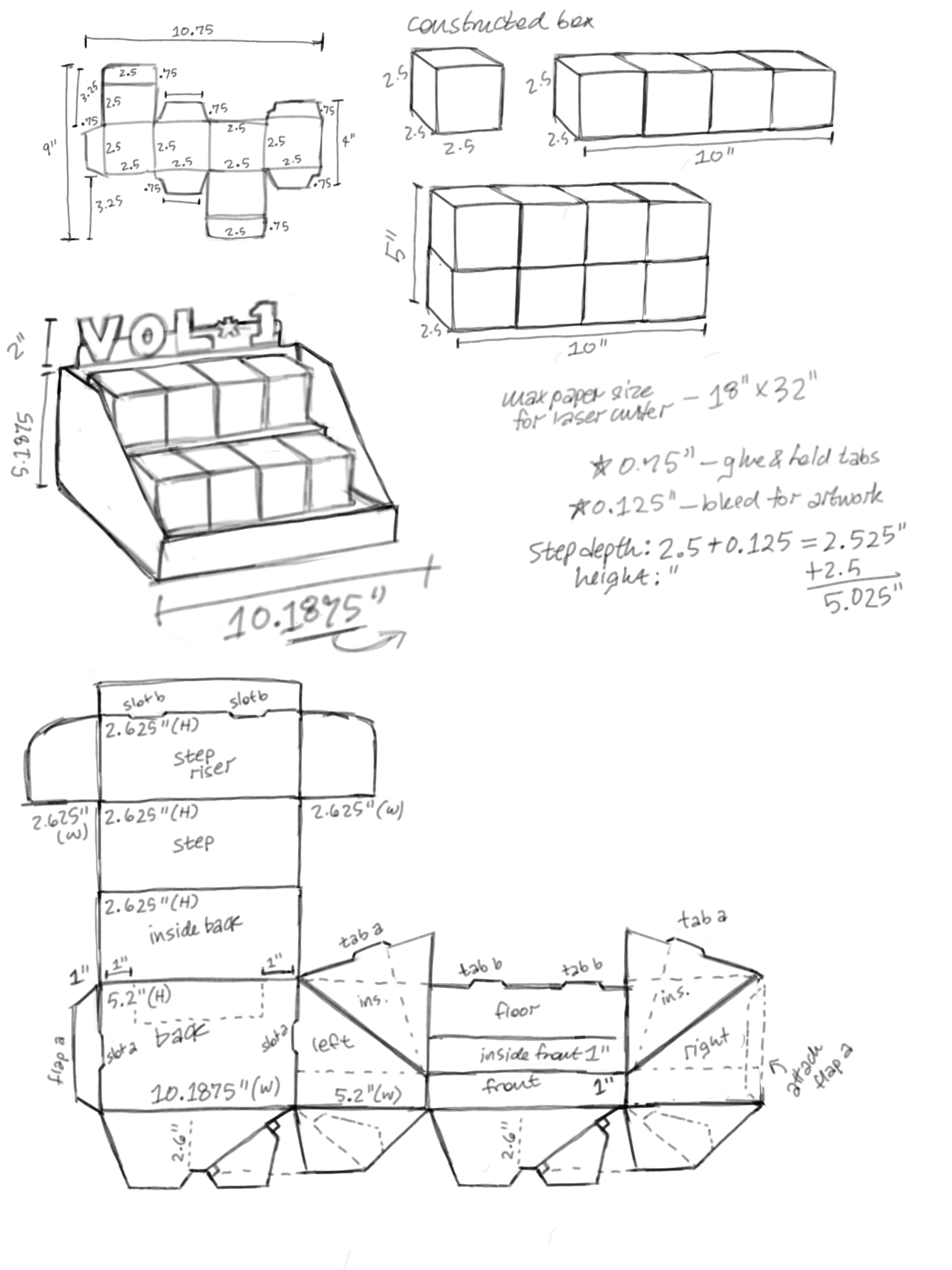 POP Display Dimension Sketches'