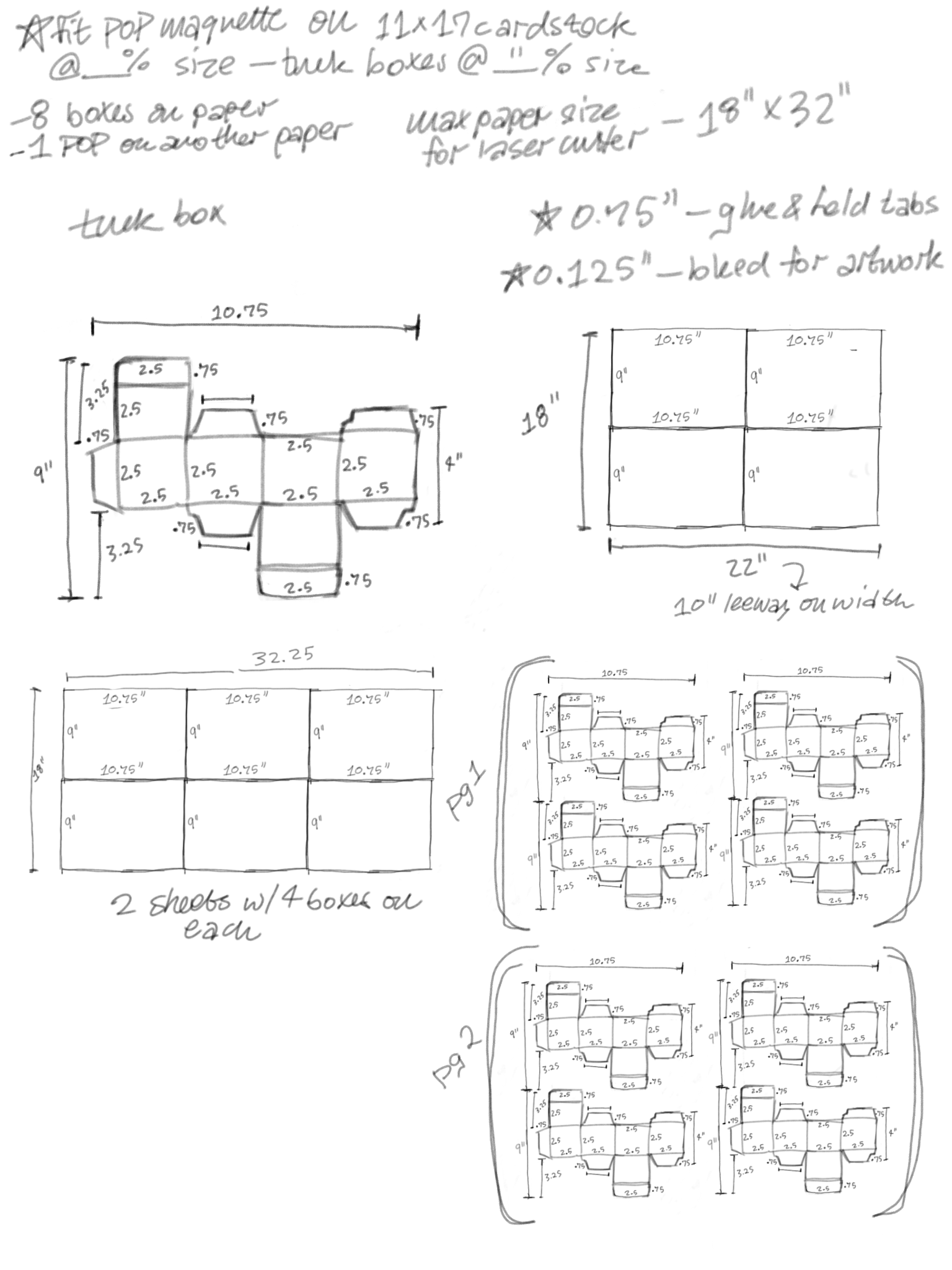 Tuck Box Dimension Sketches