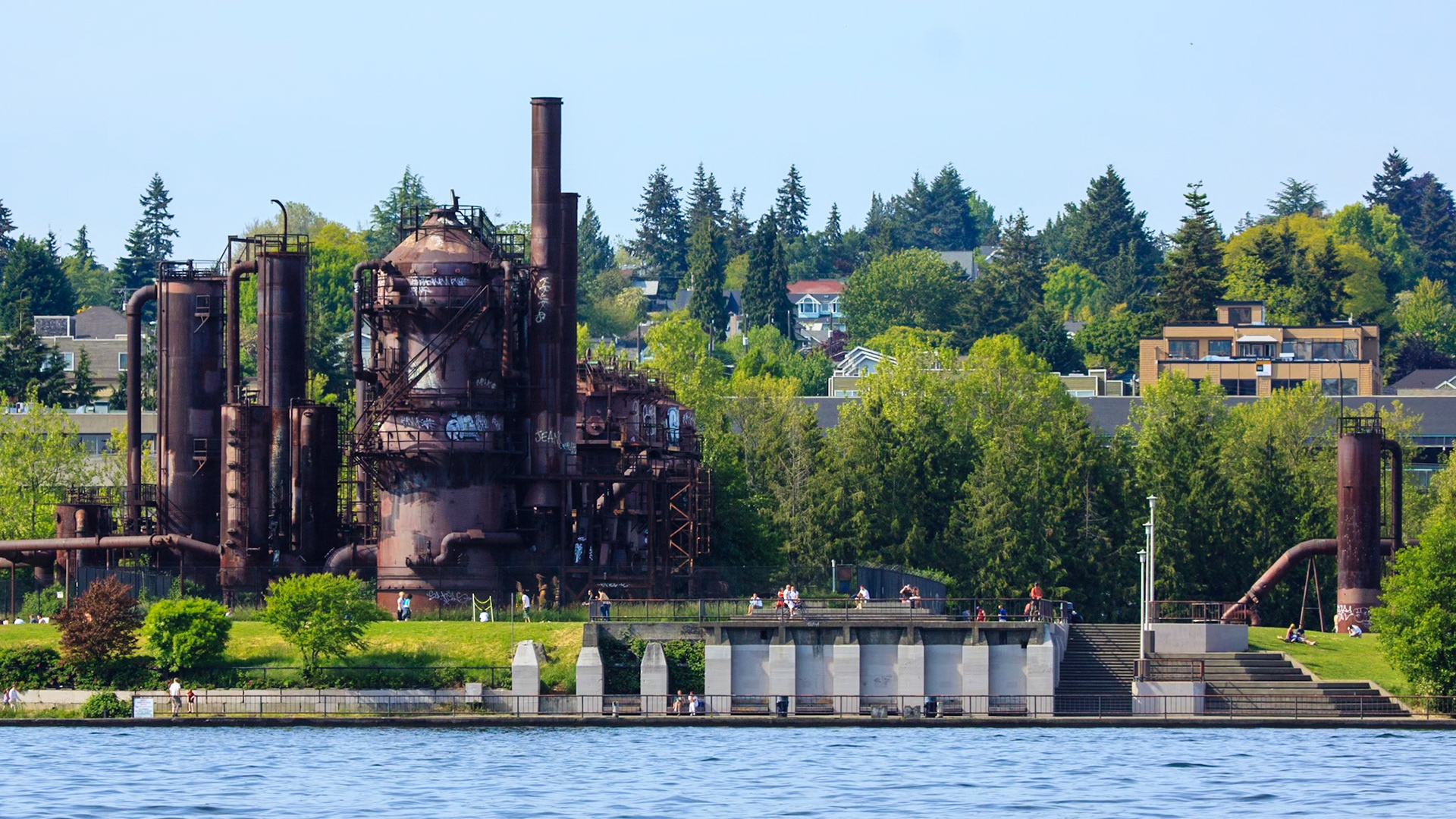 Gasworks Park from Lake Union in Seattle