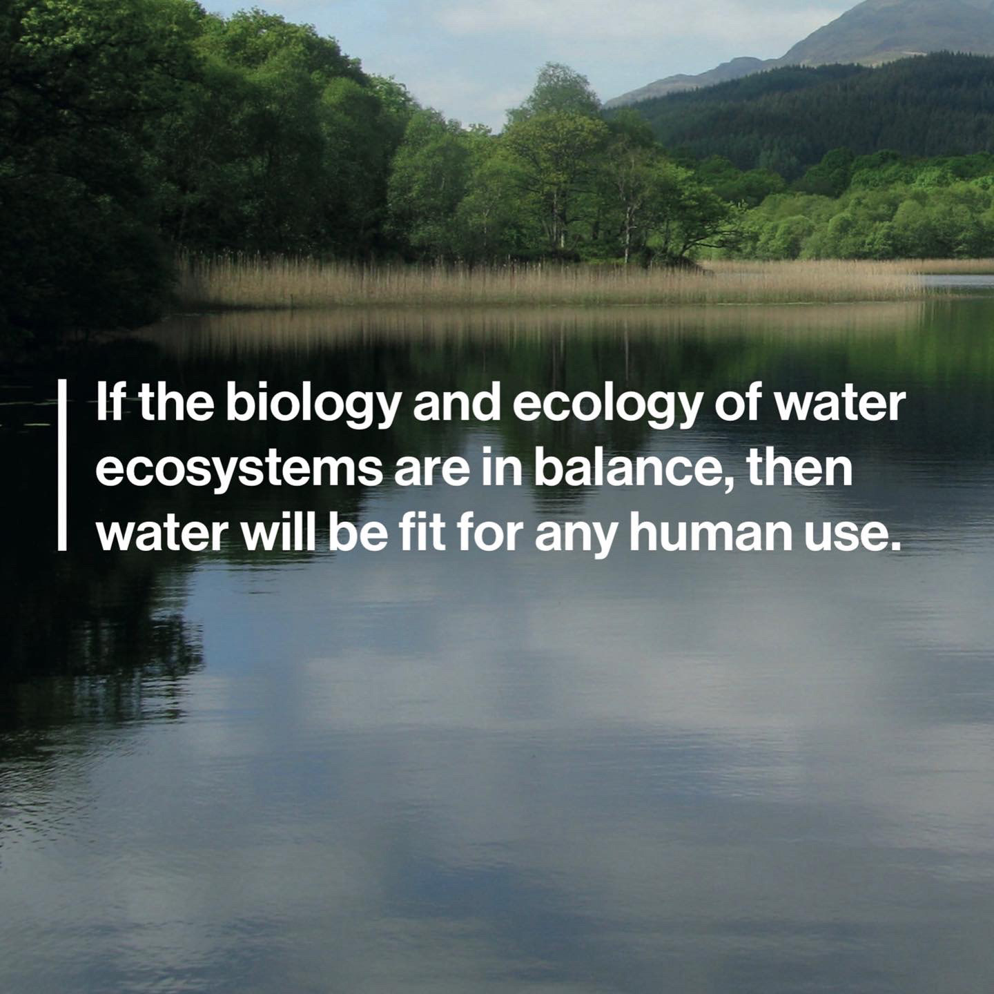 If the biology and ecology of water ecosystems are in balance, then water will be fit for any human use.