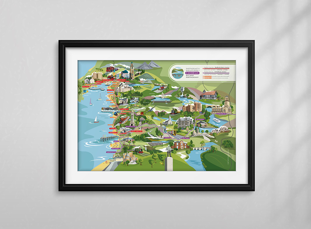The Cambrian Coast Line and Cambrian main line illustrated railway map