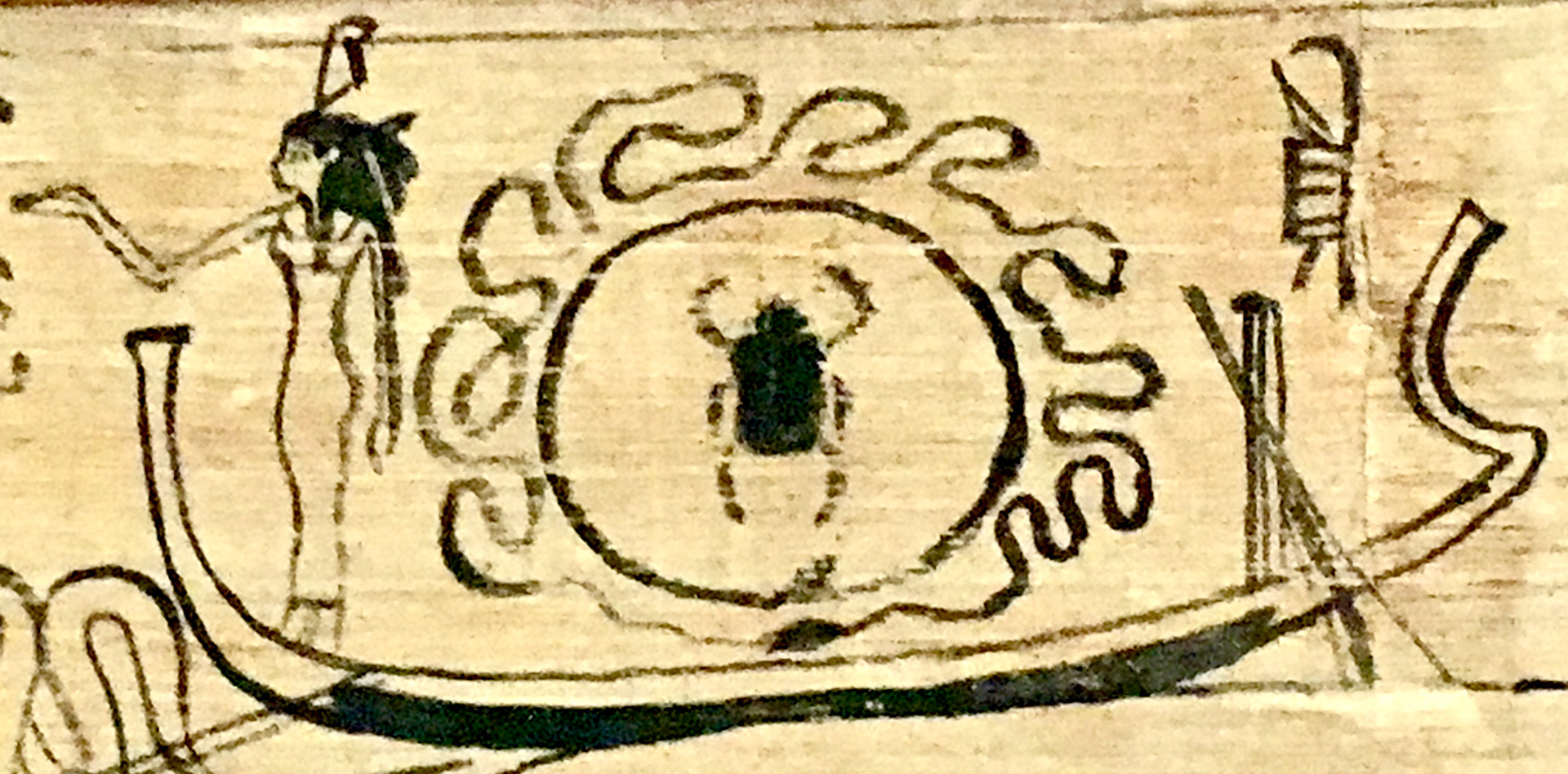 Ma’at with Khepher-Re, the morning sun. Papyrus at the Egyptian Museum, Cairo.