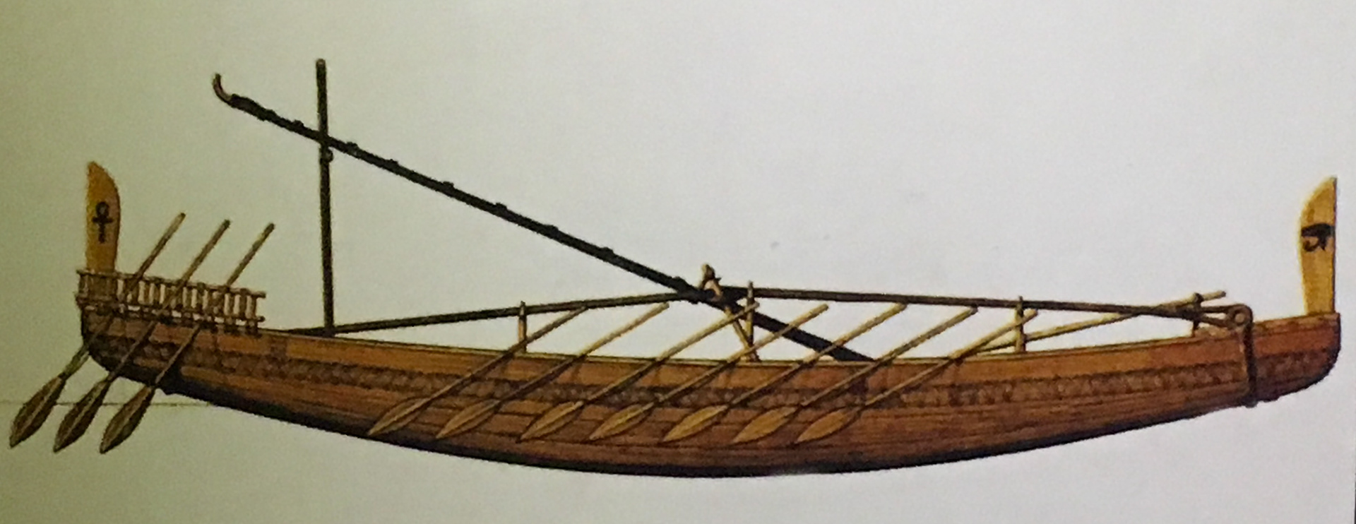 -	The Solar Boat of Pharaoh Khufu from around 2500 BC found on Giza Plateau, now located at the Grand Egyptian Museum in Giza.