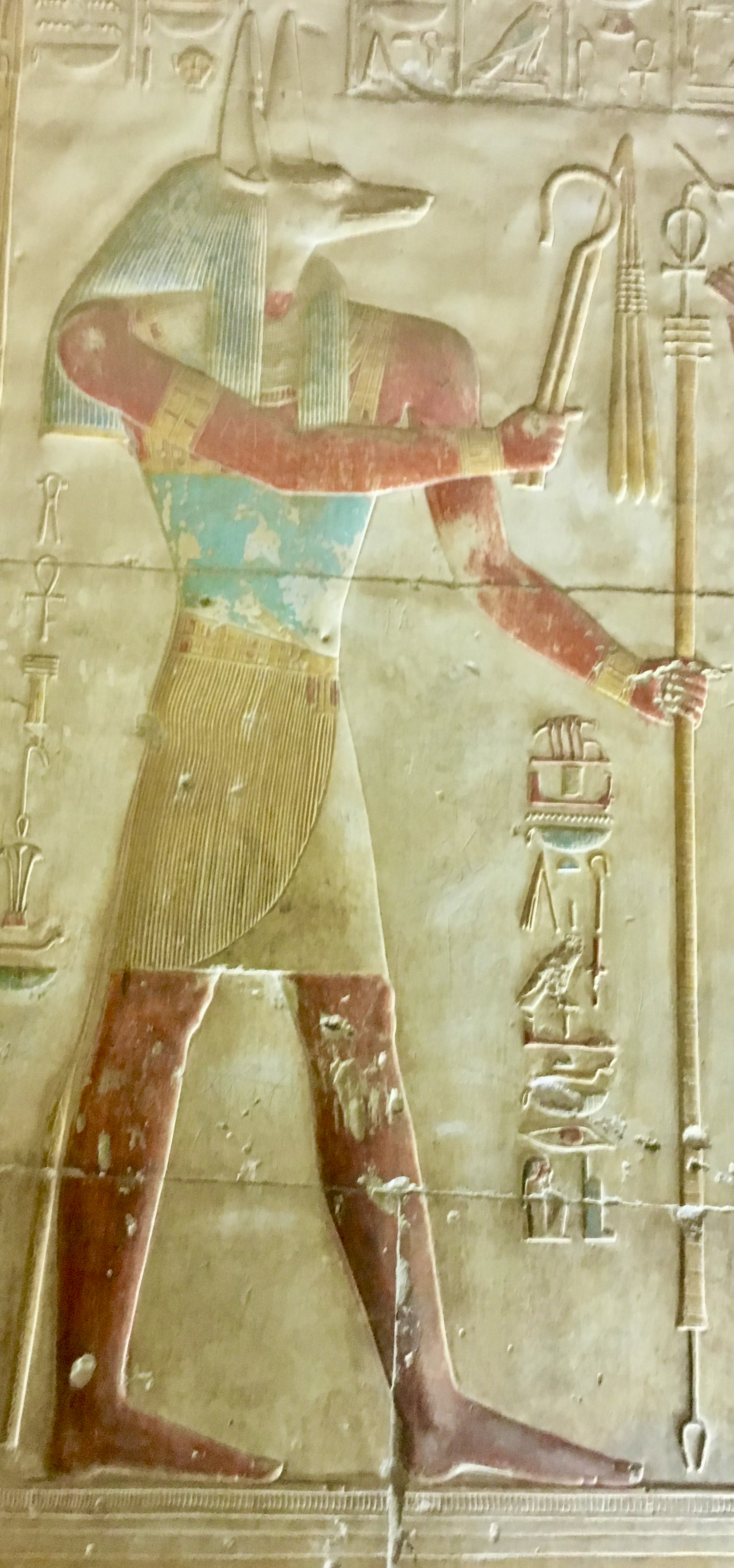 Anpu in Seti I Temple, Abydos, Egypt. 