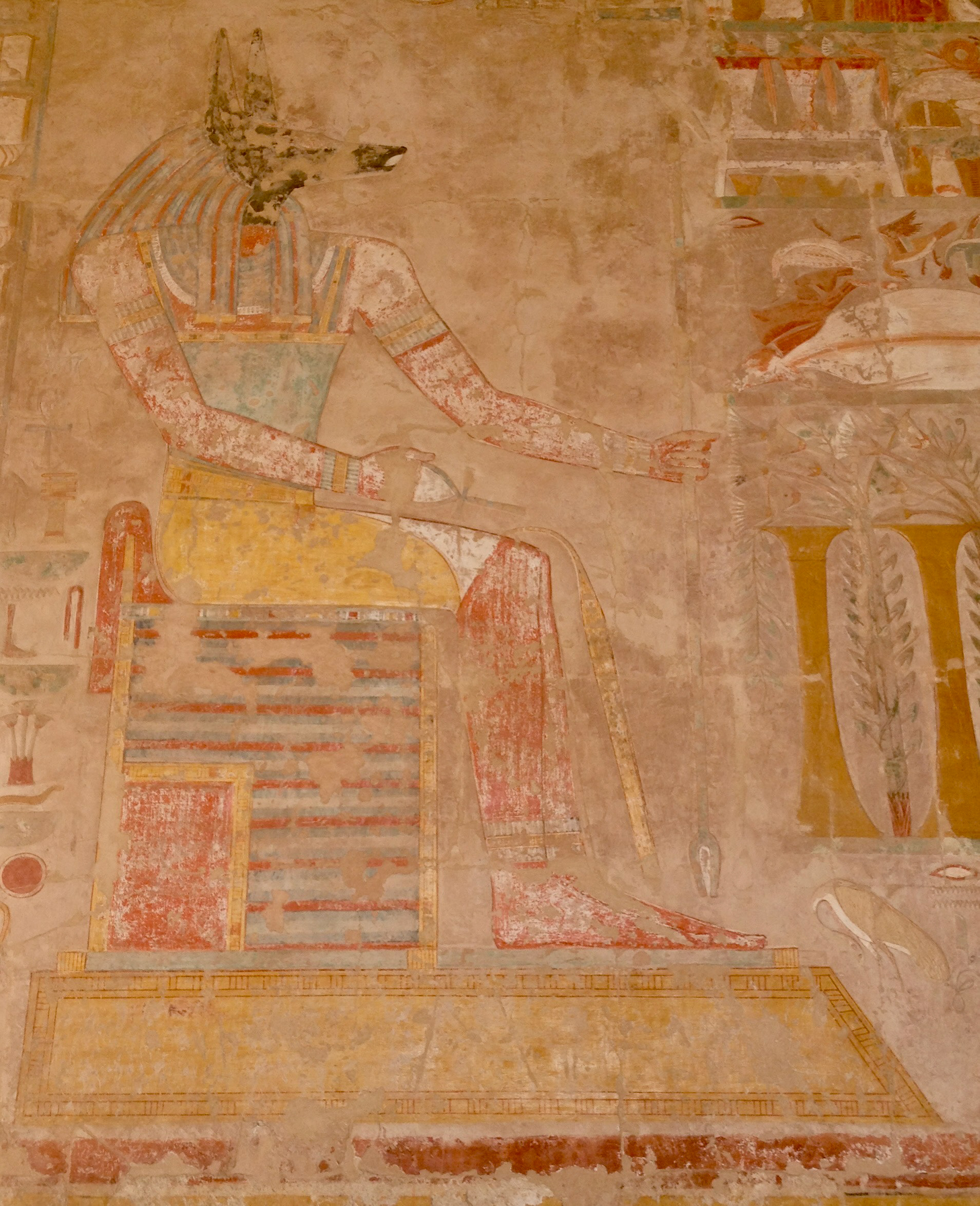 Anpu at Hatshepsut’s Temple, Luxor, Egypt. Notice he sits on the Foundation of Ma'at!