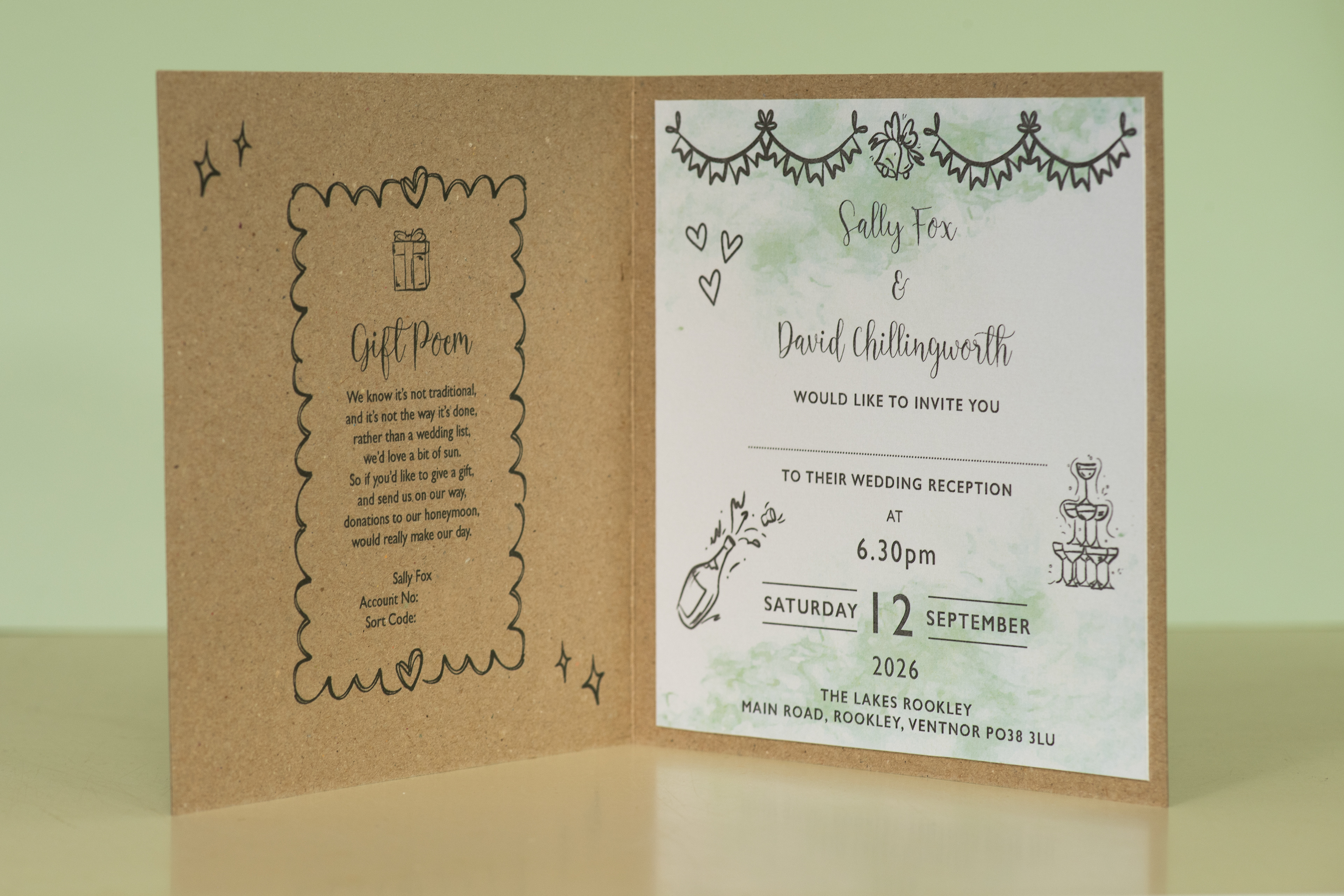 Inside View of caricature evening invite