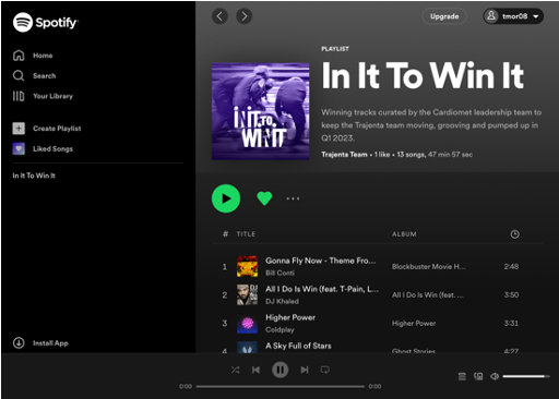 Spotify Playlist for "In it to win it"