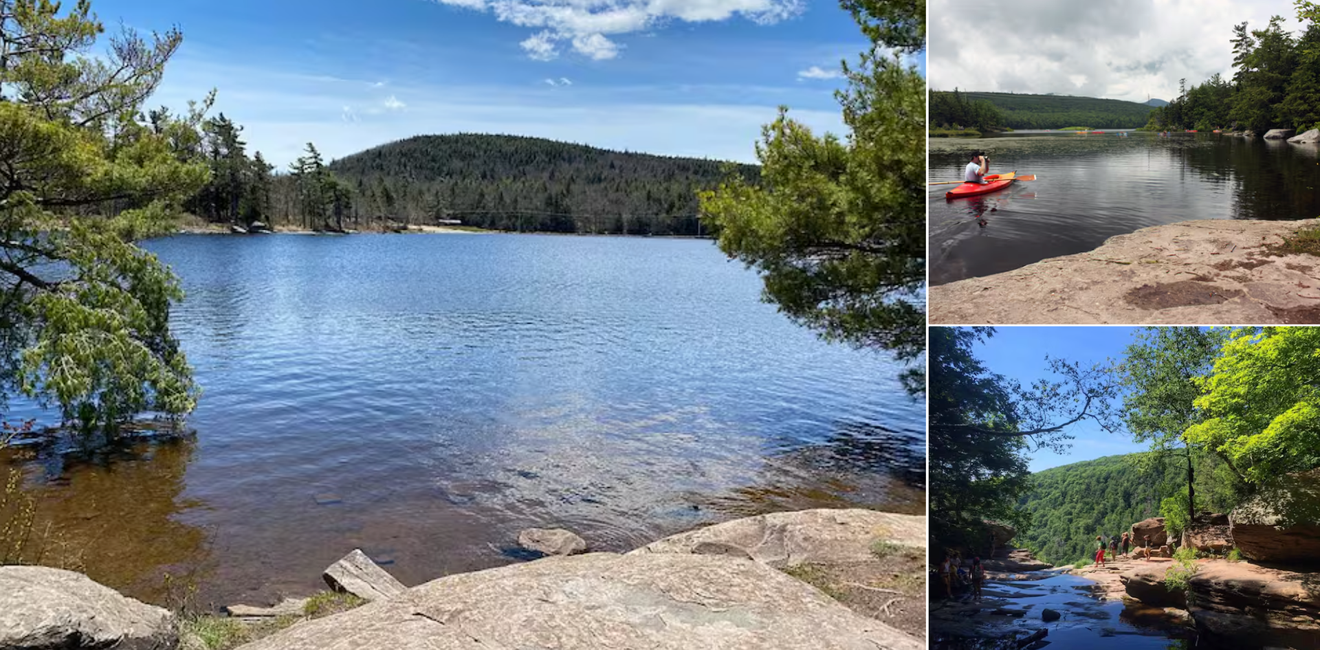 Boating and swimming at North-South Lake / Kaaterskills Falls
