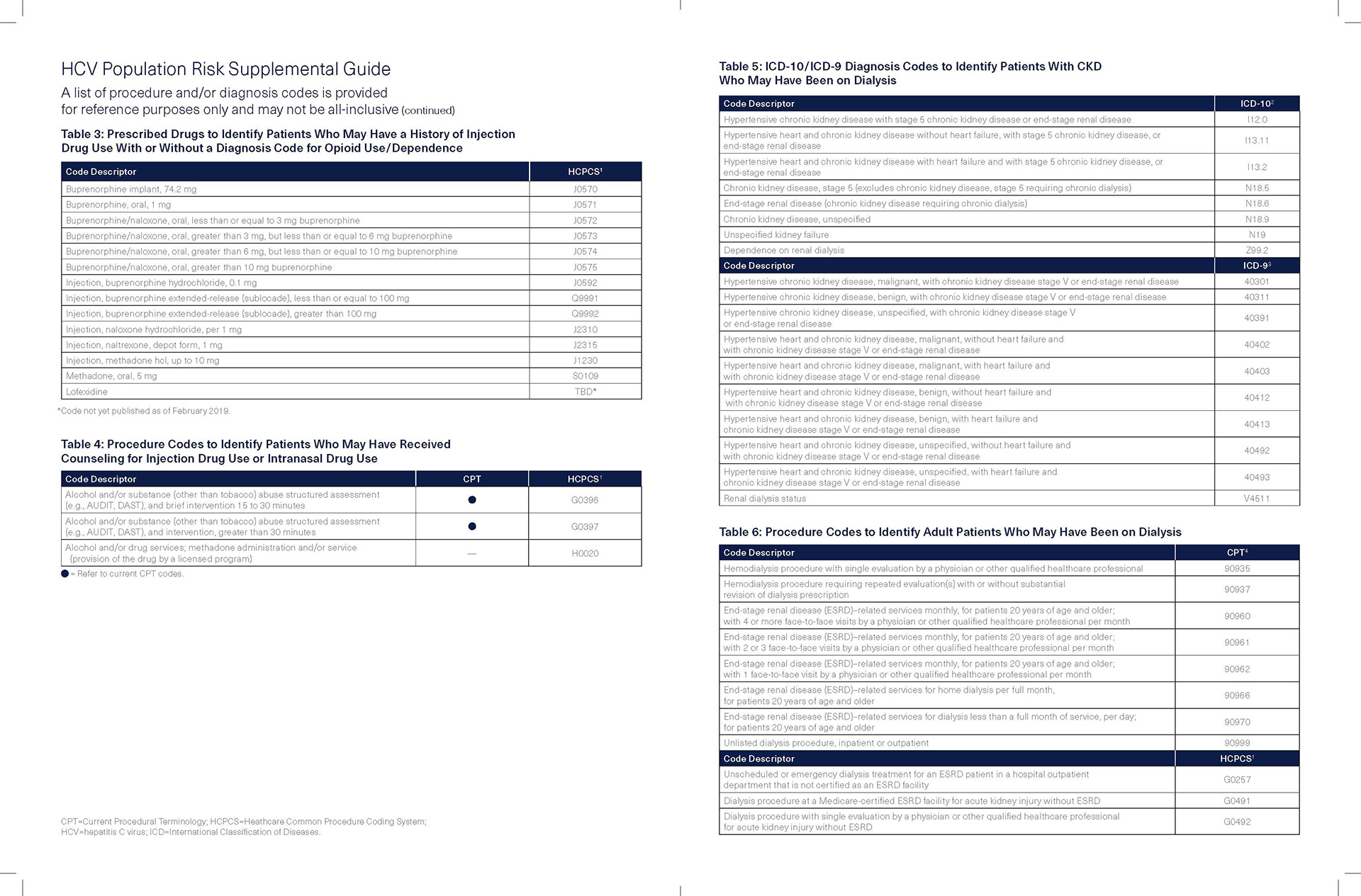 AbbVie HCV Population Risk Supplemental Guide, middle pages, 2019