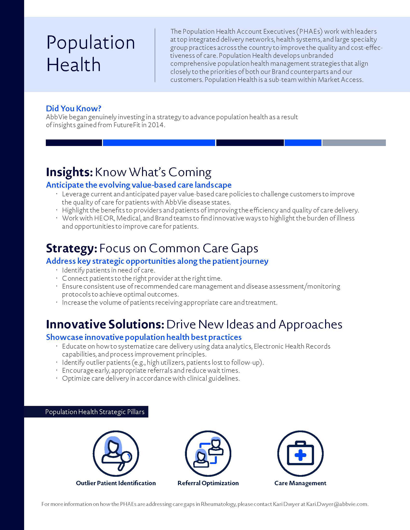 AbbVie Population Health Internal Sell Sheet, back side, 2021