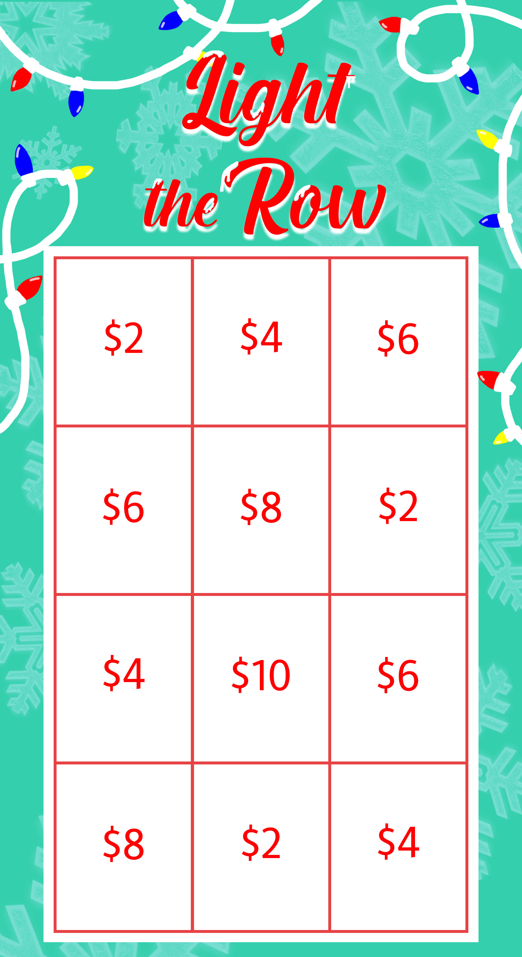 Light The Row 2021 Bingo Card