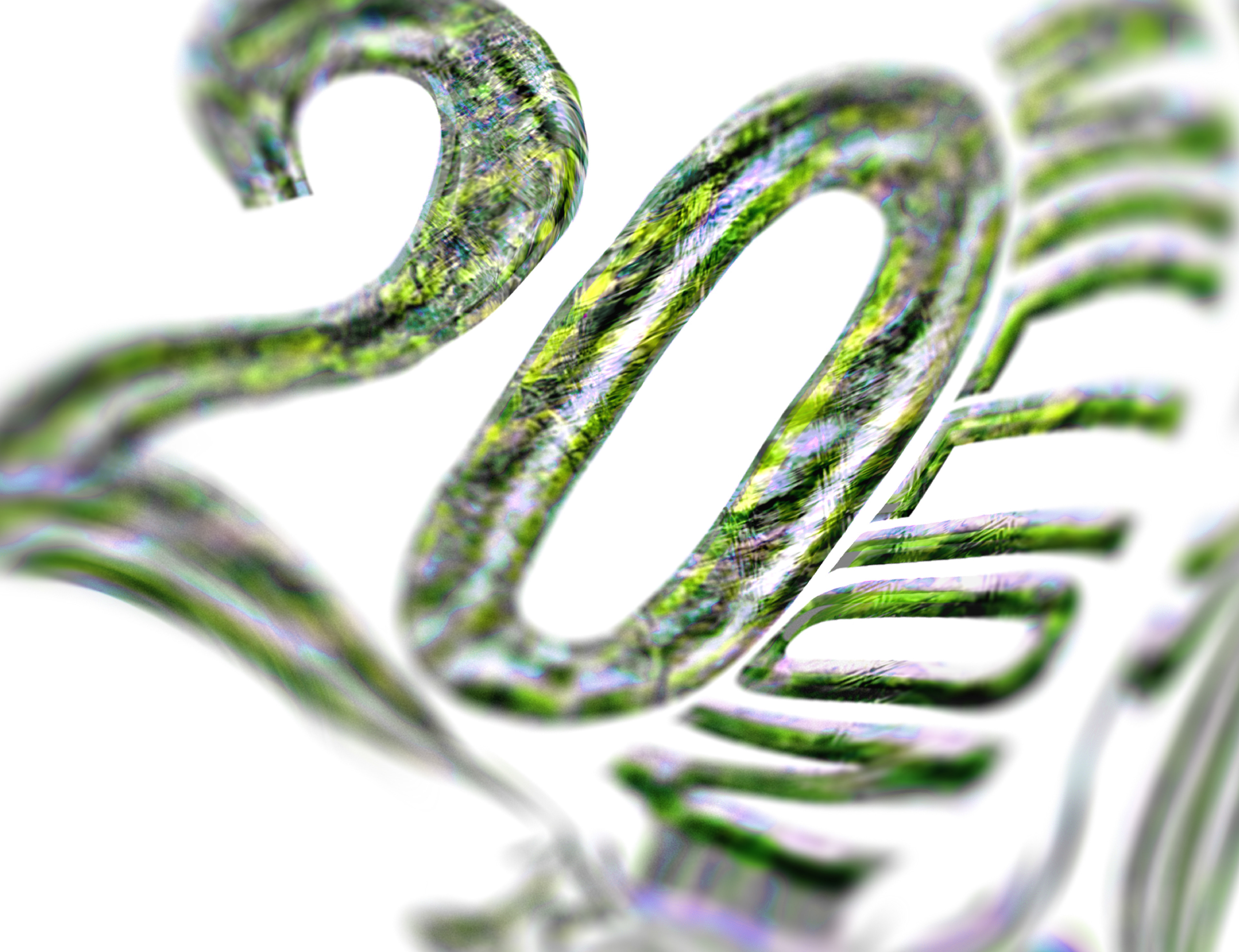 The number 20 million filled with leaves, symbolizing the number of leaves shed by some trees in one season and the lives lost during the Taiping Rebellion in China.