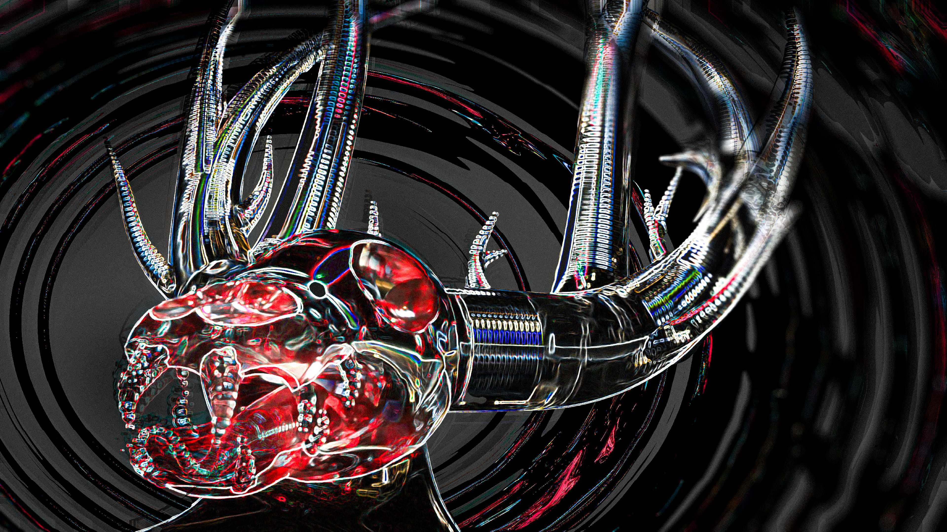 3D digital Wendigo created using 3D software Womp, then taken into Photoshop to revise