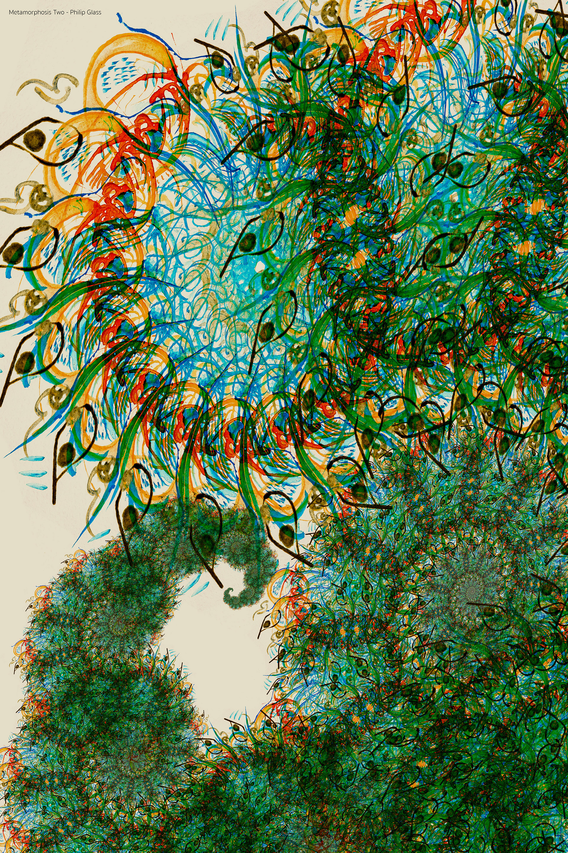 computer-generated fractal image sourced from watercolour drawing