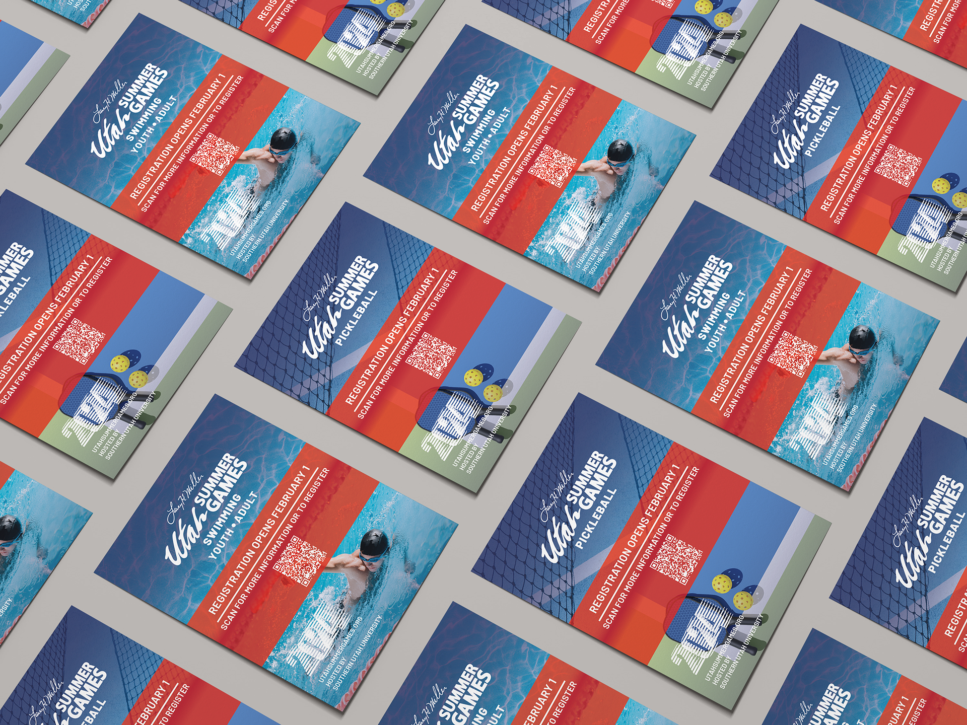 Utah Summer Games registration flyers for 30+ sport categories