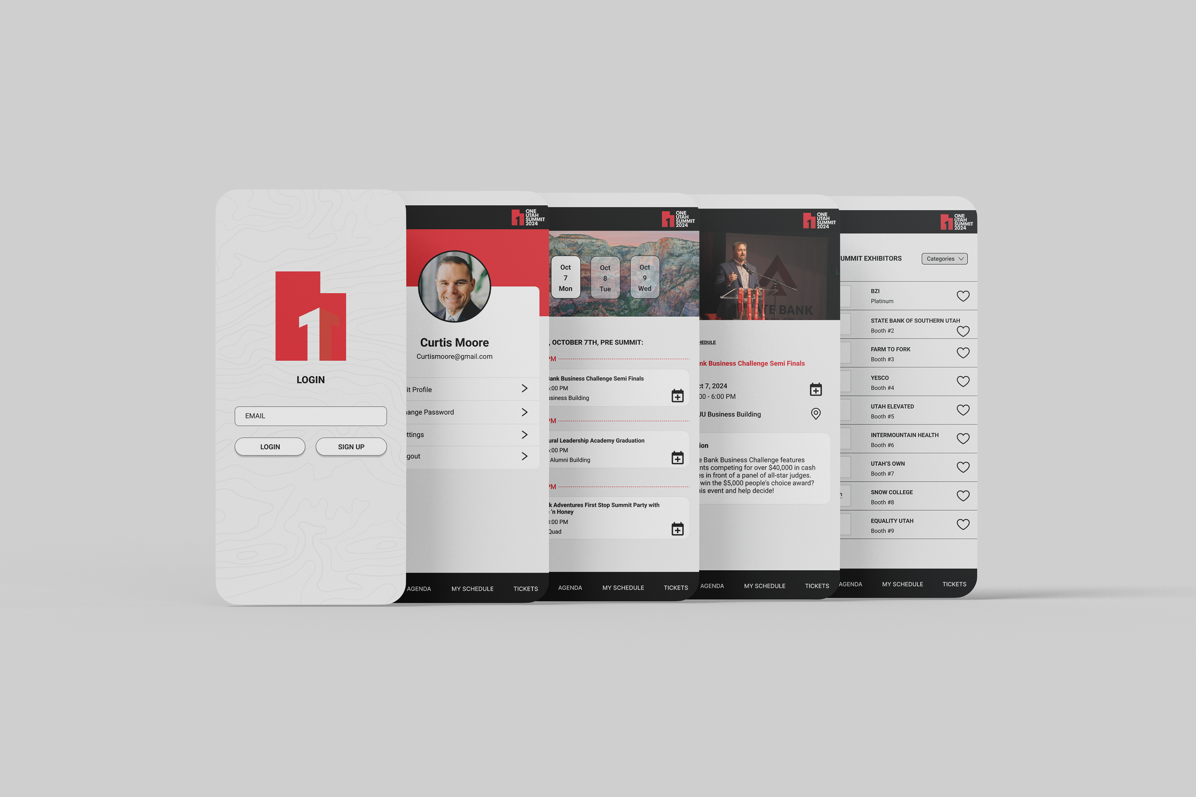 App design for the One Utah Summit, exclusive to attendees