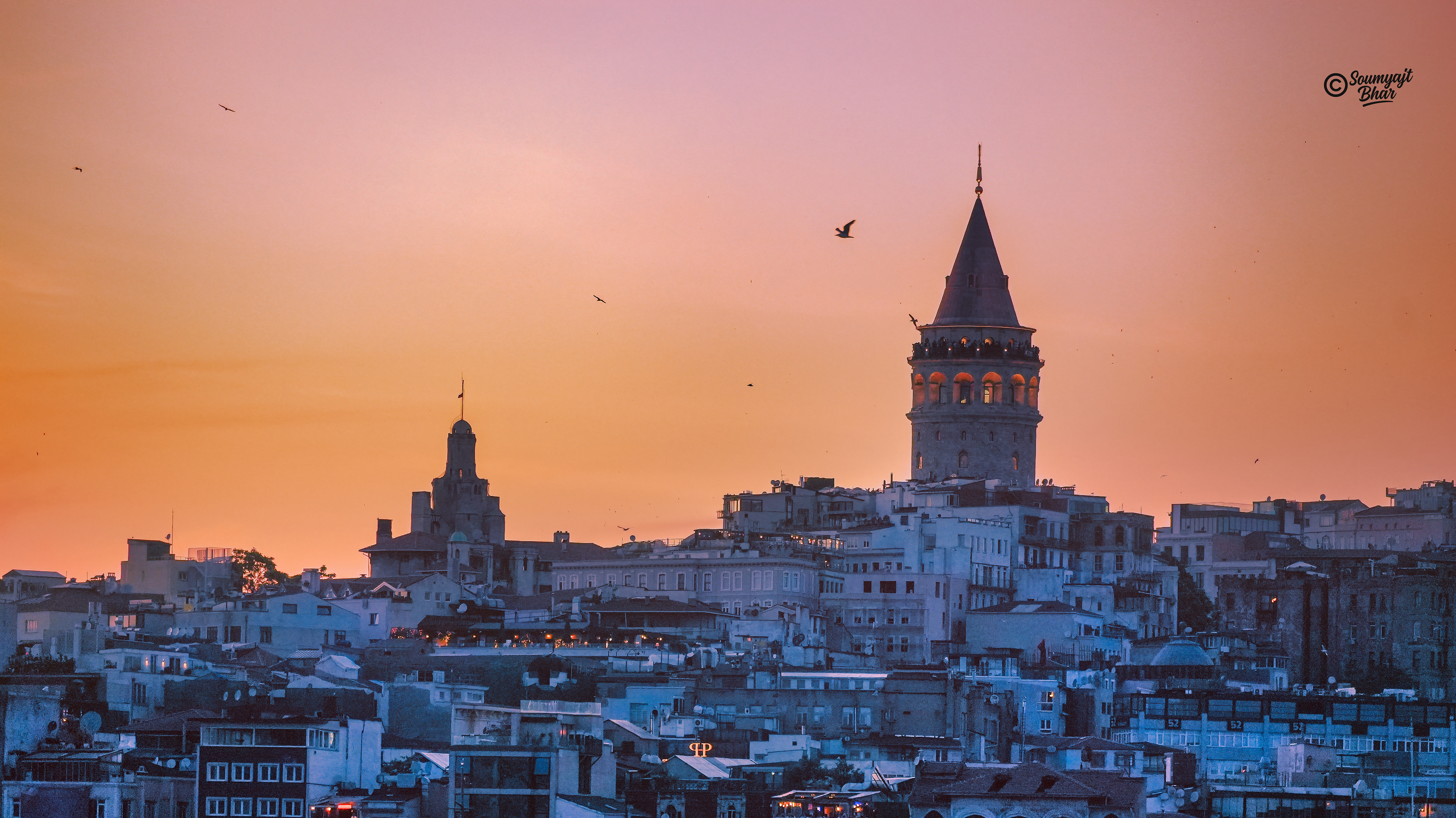 Galata Tower at Dusk — where ancient Istanbul meets the painted sky.
