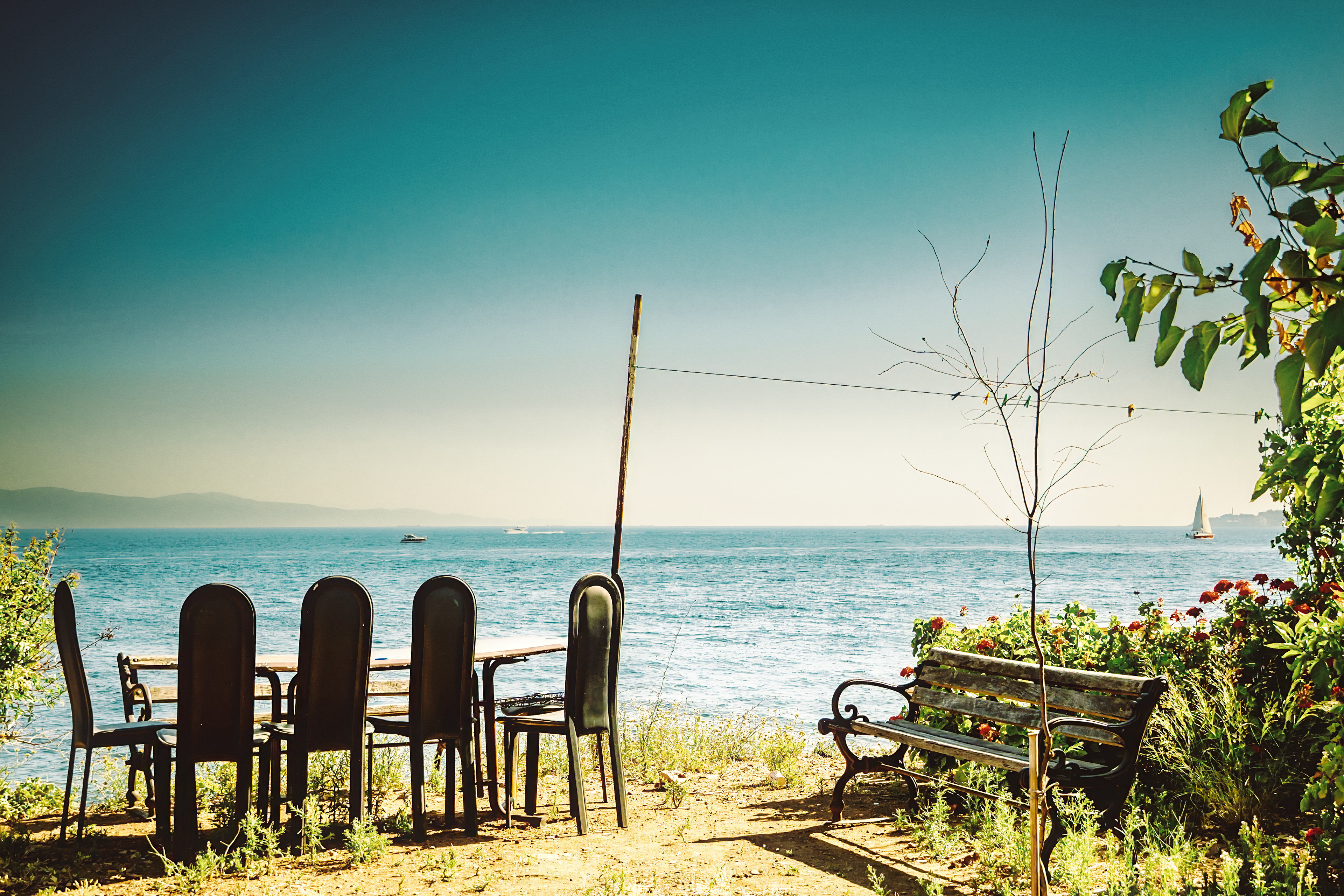 A quiet gathering never held — just the sea, the breeze, and stories untold.