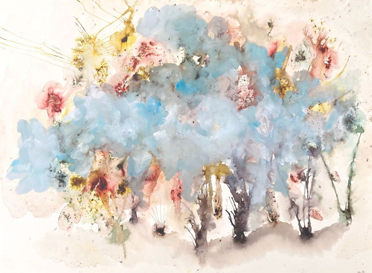 Spring cloud,, 2026 - Ink and pigments on Salland paper, 76x56cm