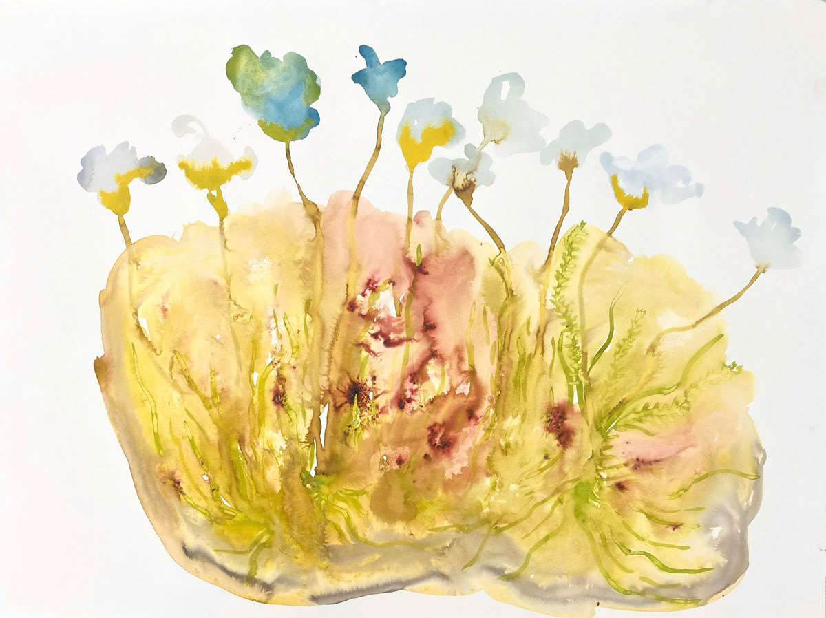 Spring crowd, 2026 - Ink and pigments on Salland paper, 76x56cm