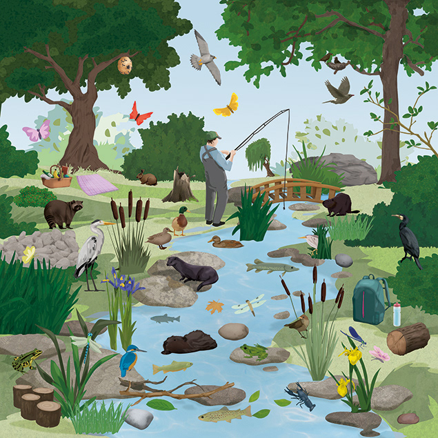 Illustration Wald und Tiere