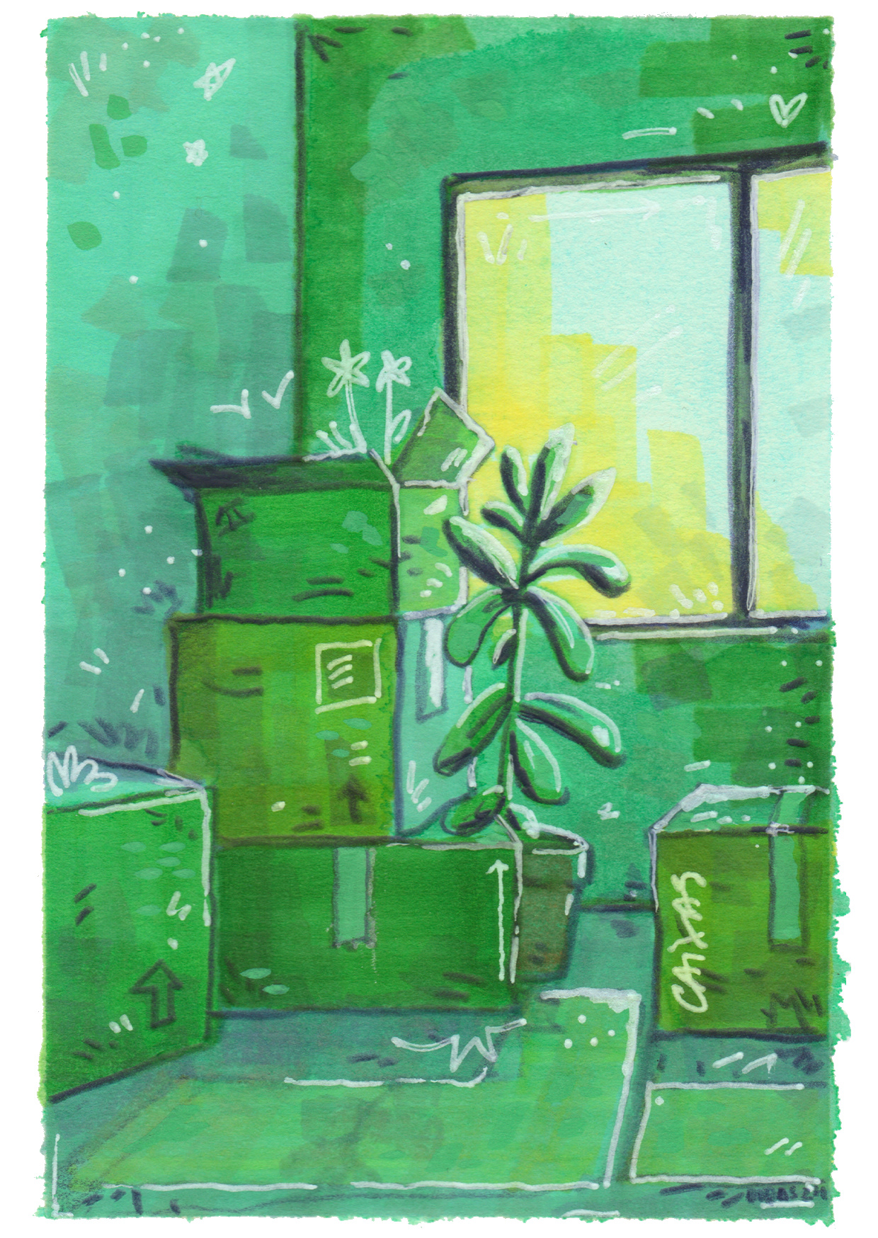 CAIXAS - mixed media s/ papel
