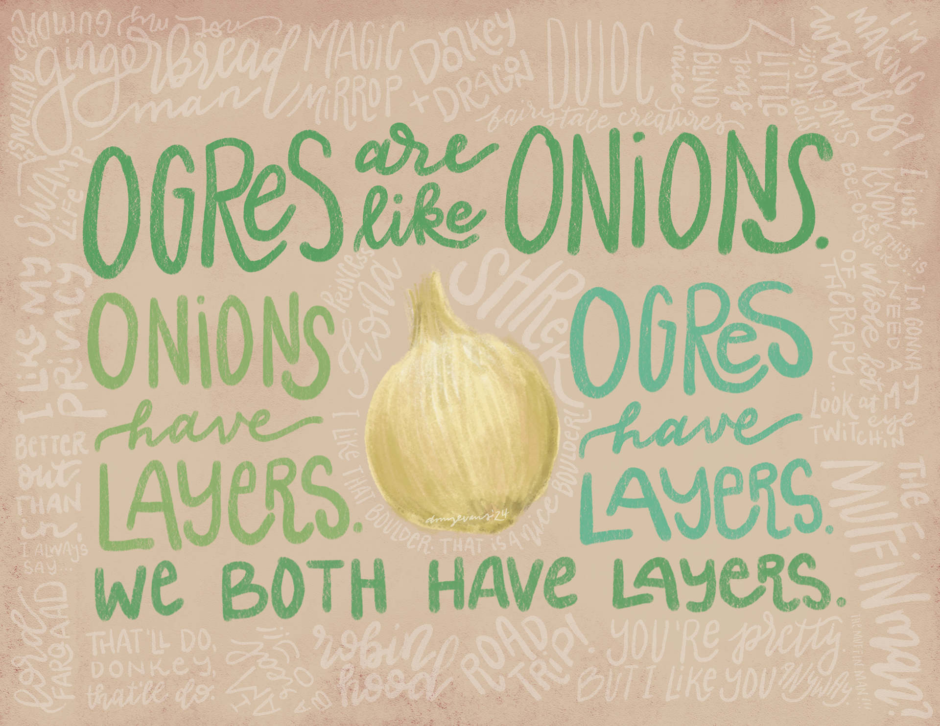 "Shrek" digital collage, © Amy Evans 2024