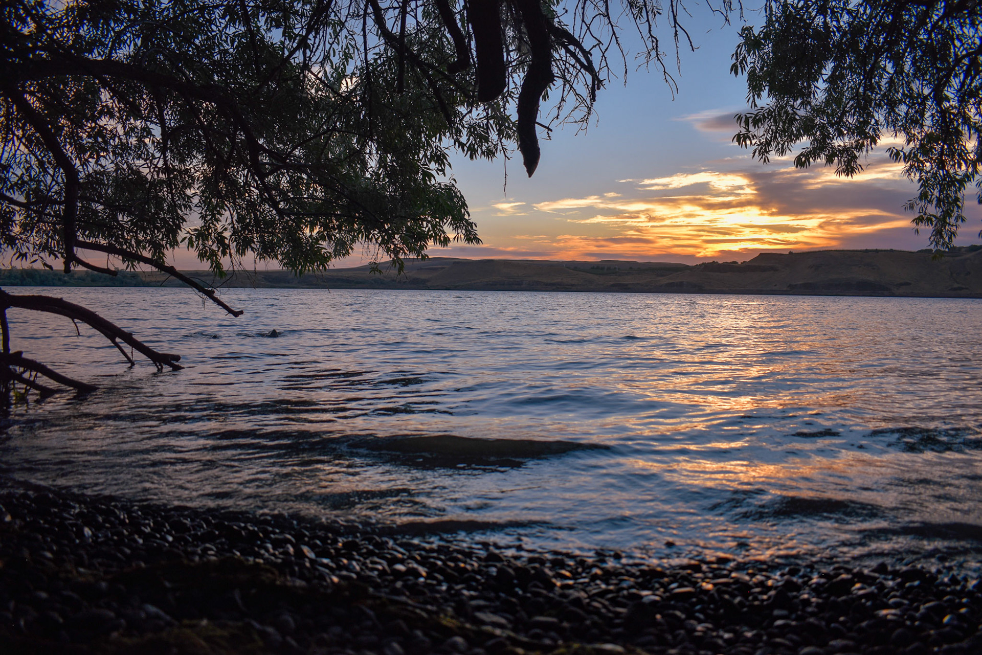 Sunset on the water, Eastern WA, 2024