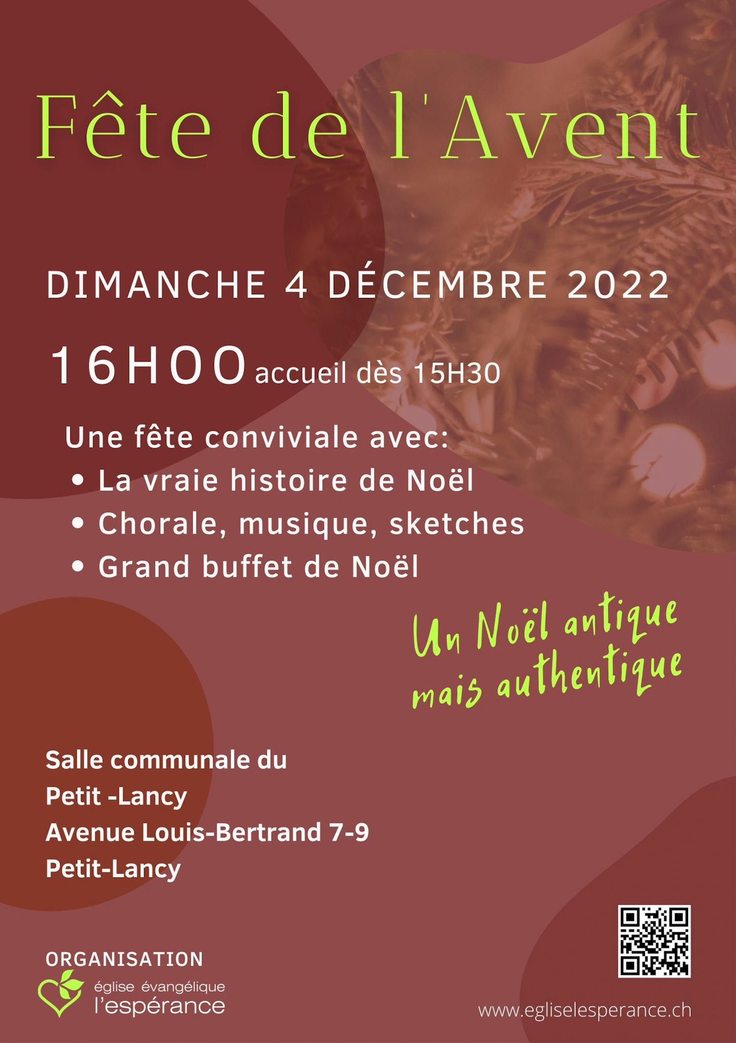 Mandaté par l'église l'Espérance à Genève, Pour faire une affiche pour une fête de noël