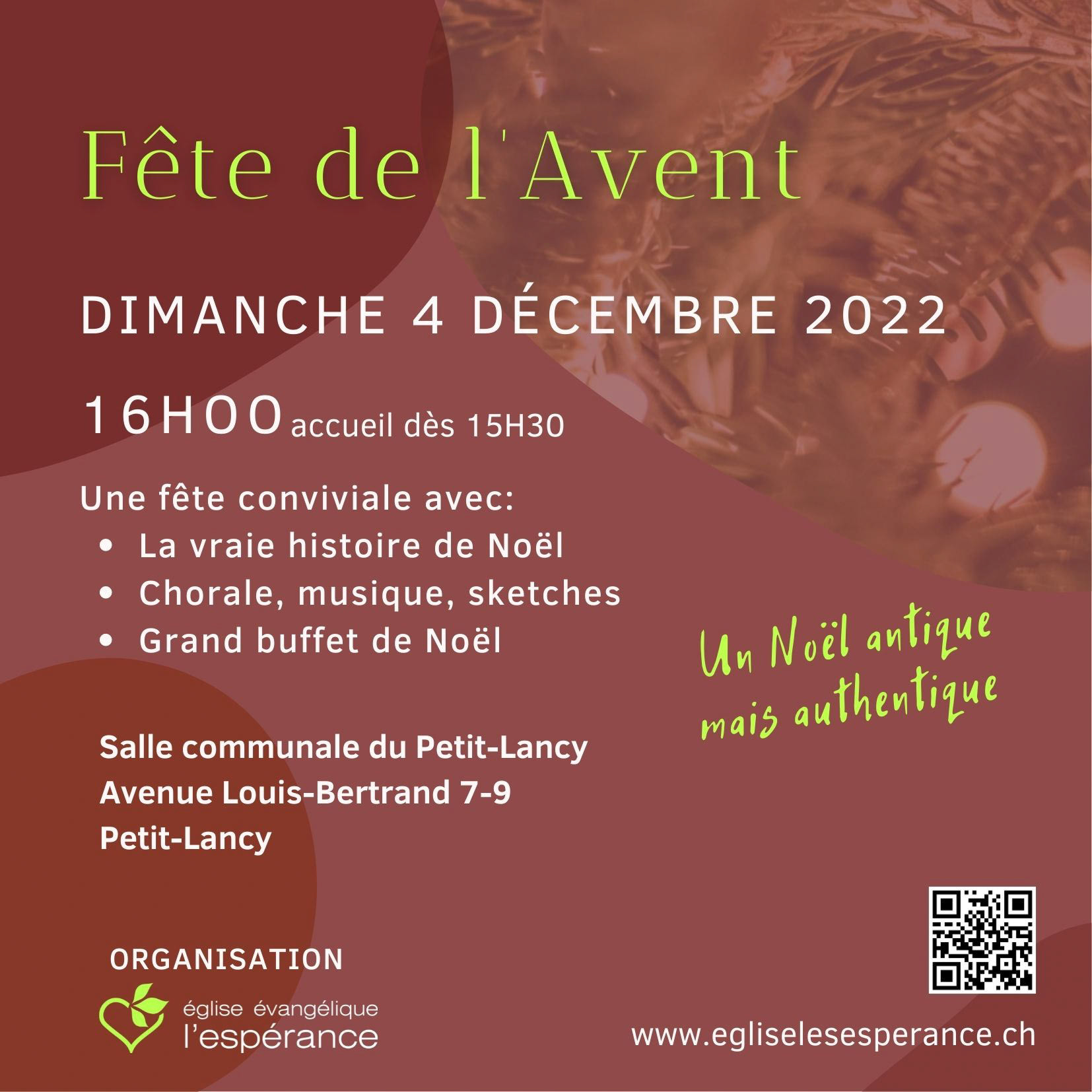 Mandaté par l'église l'Espérance à Genève, Pour faire une invitation pour une fête de noël (ceci est le rétro)
