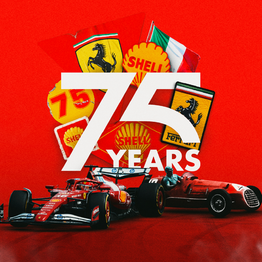 Direção de arte retrô criada para os 75 anos de Shell e Ferrari