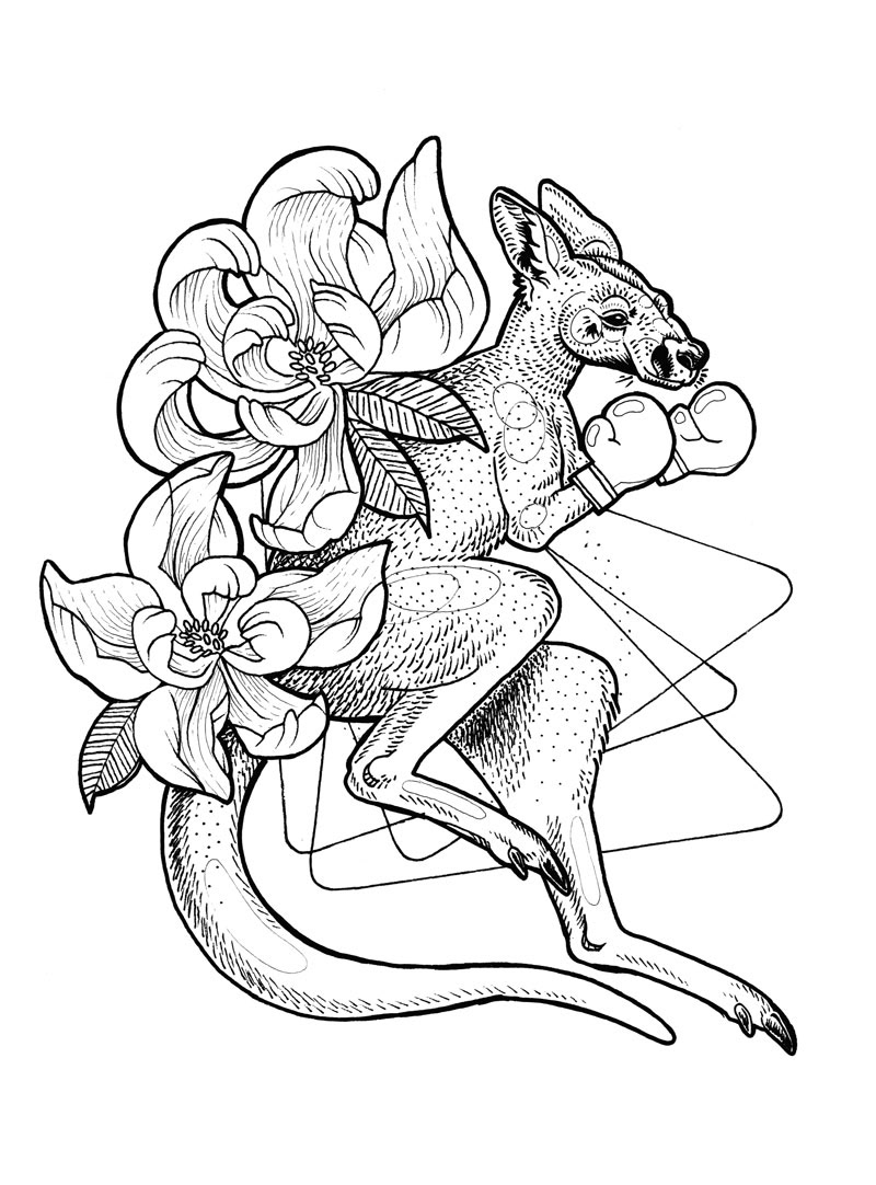 "Kangaroo" Ink. 8.5"x11" 2020.