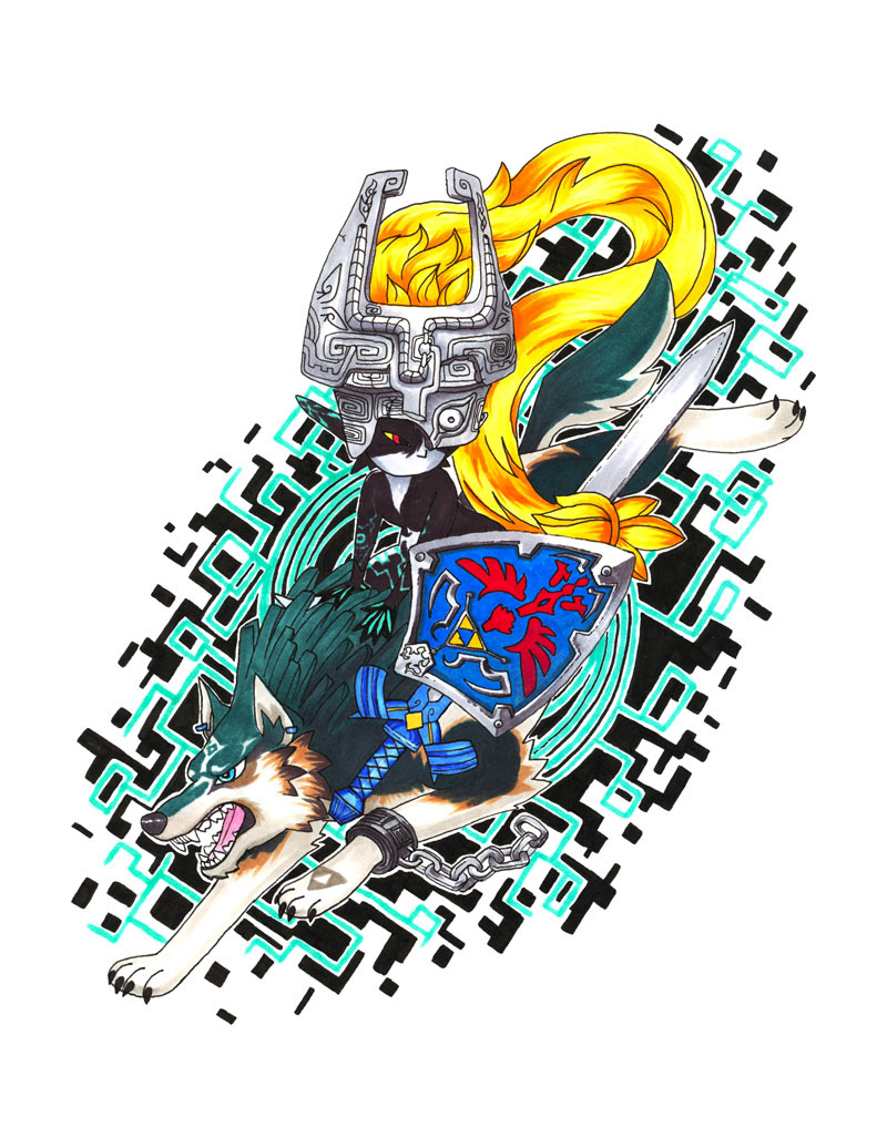 "Wolf Link" Marker. 8.5"x11" 2021.