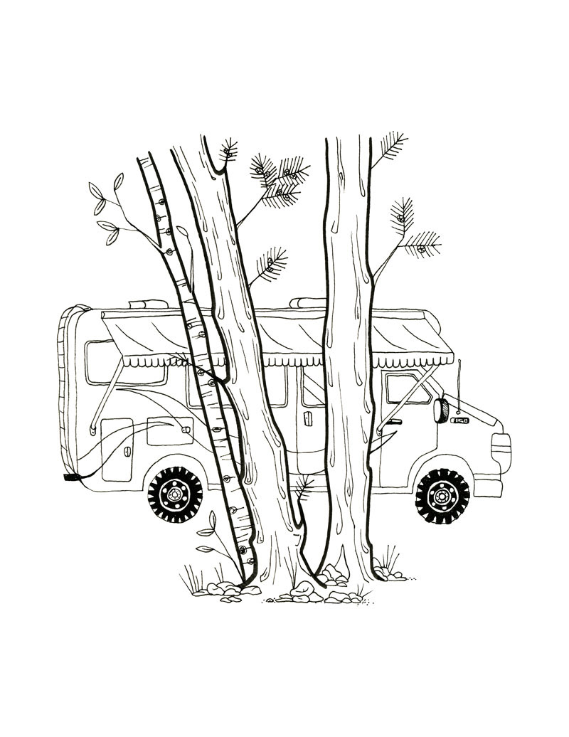 "Grandma's Camper" Ink. 8.5"x11" 2021.