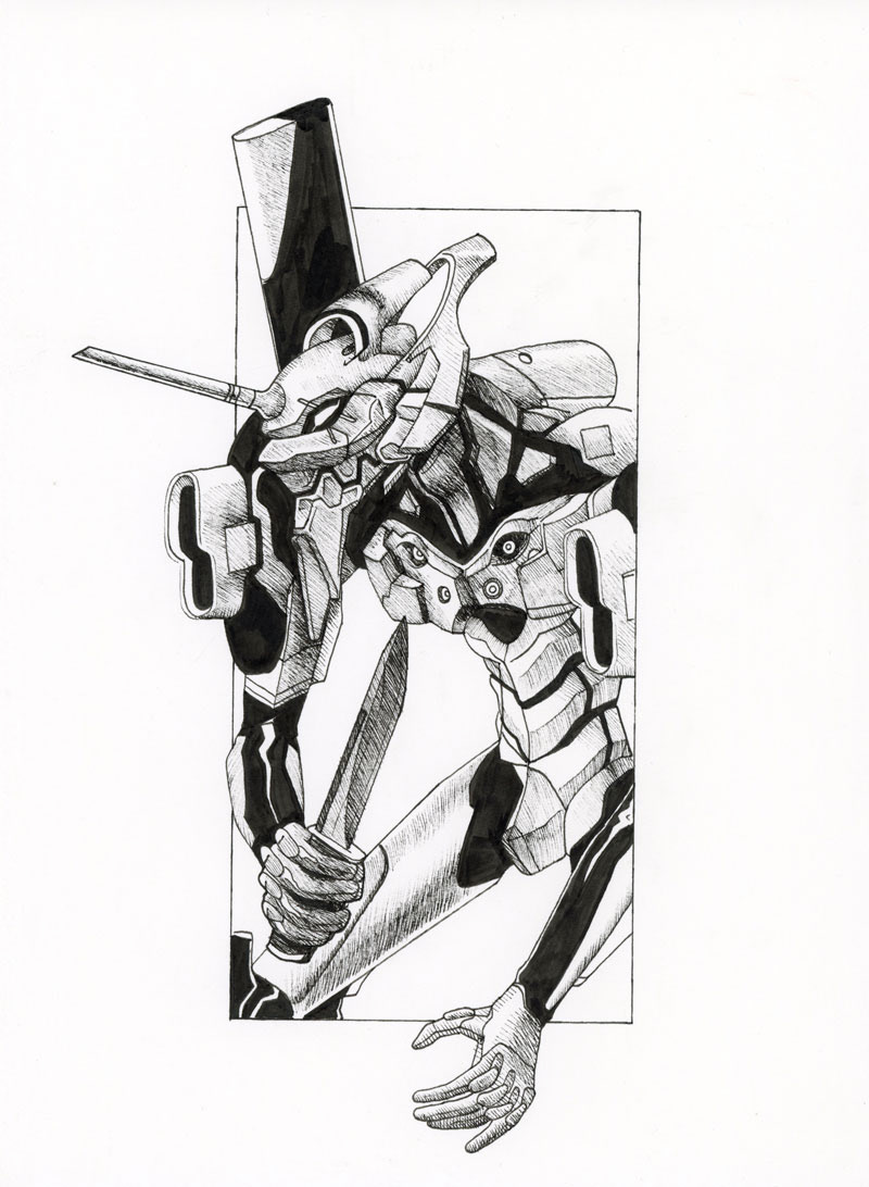 "Eva Unit-01" Ink. 8.5"x11" 2021.