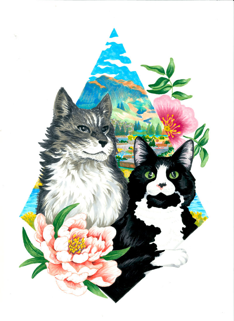 "Maxs Kitties" Marker. 8.5"x11" 2022.