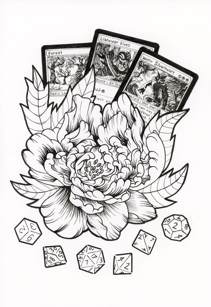 "Magic Peony" Ink. 8.5"x11" 2021.