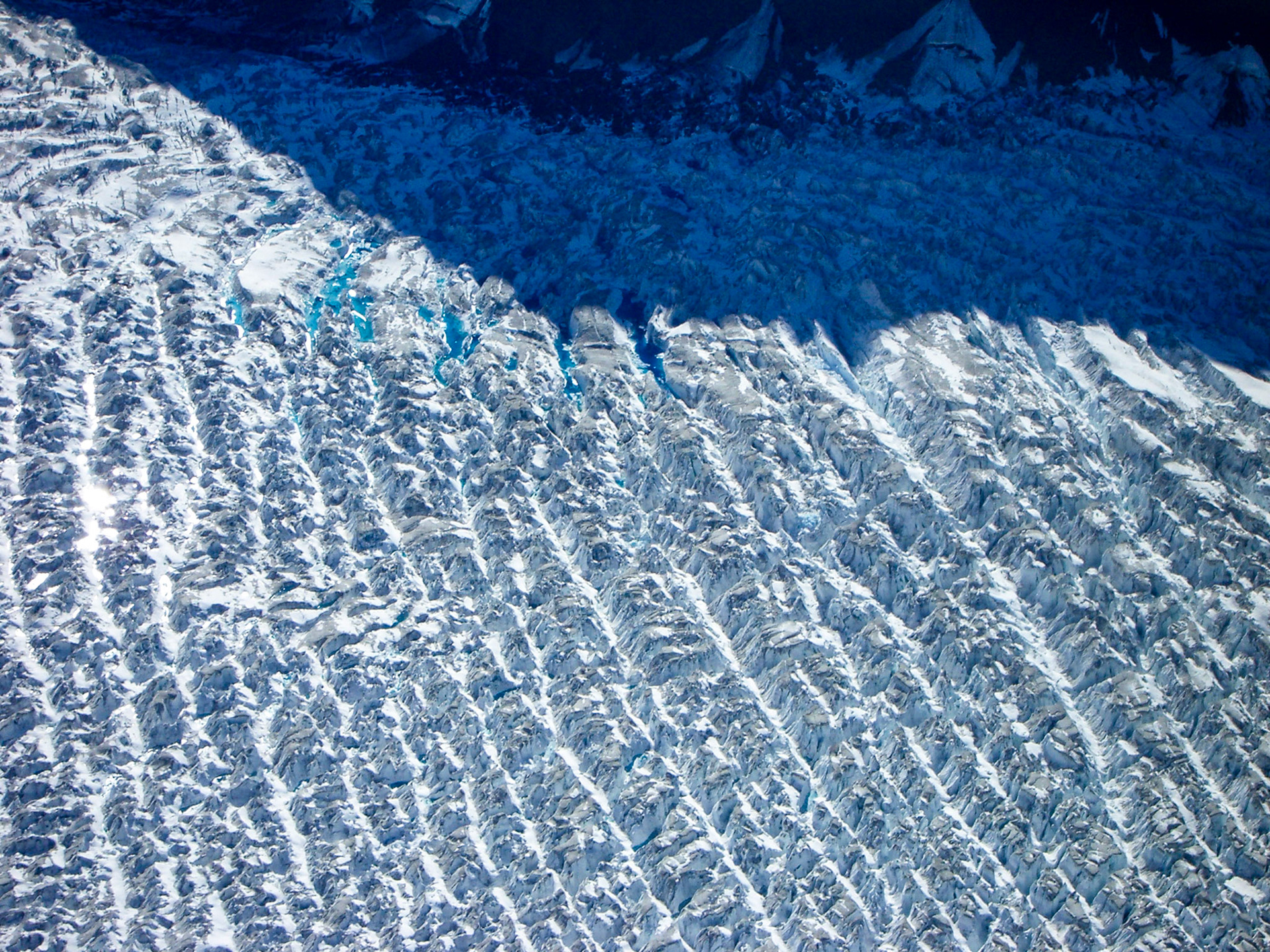 Sunlit Crevasse and Blue Shadow - 2238