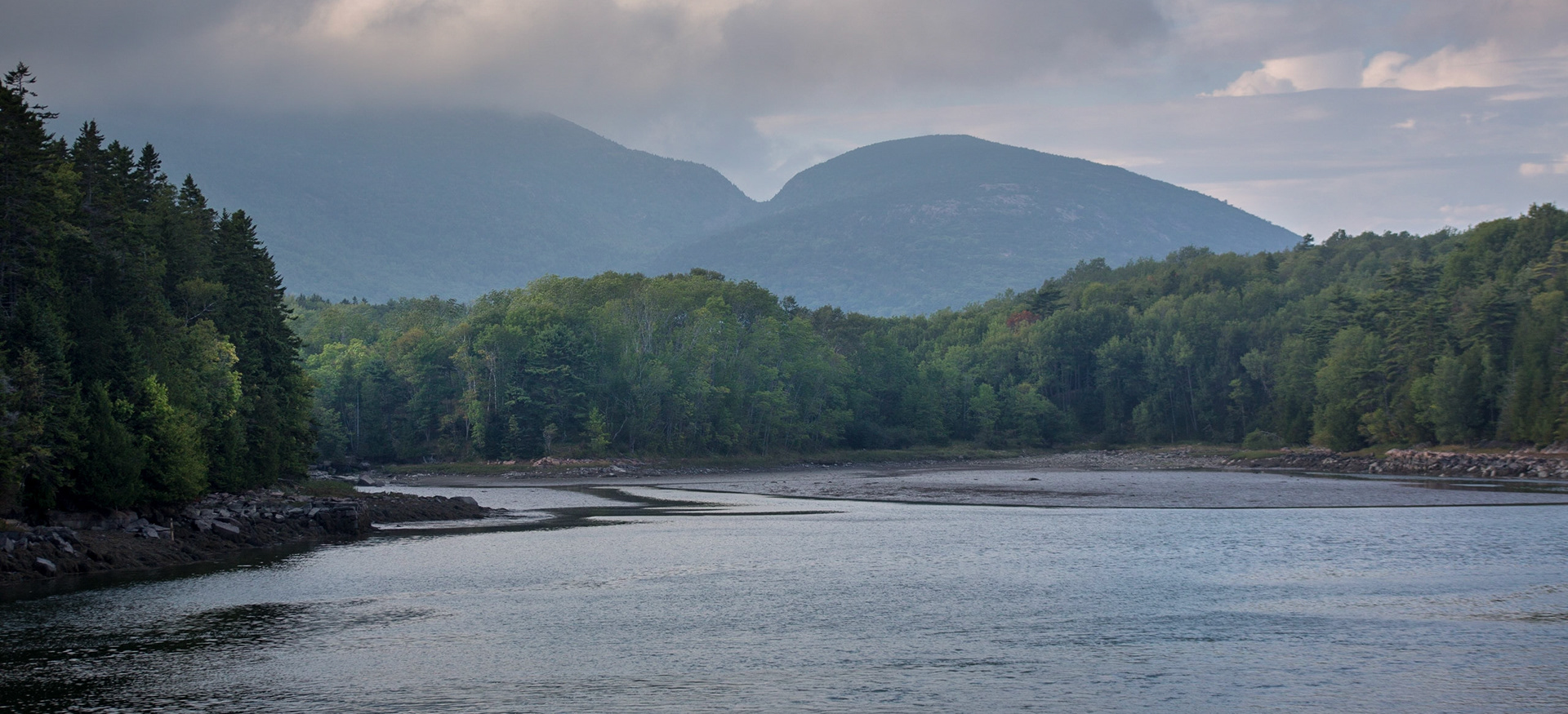 Misty Cove and Distant Peaks - 1718