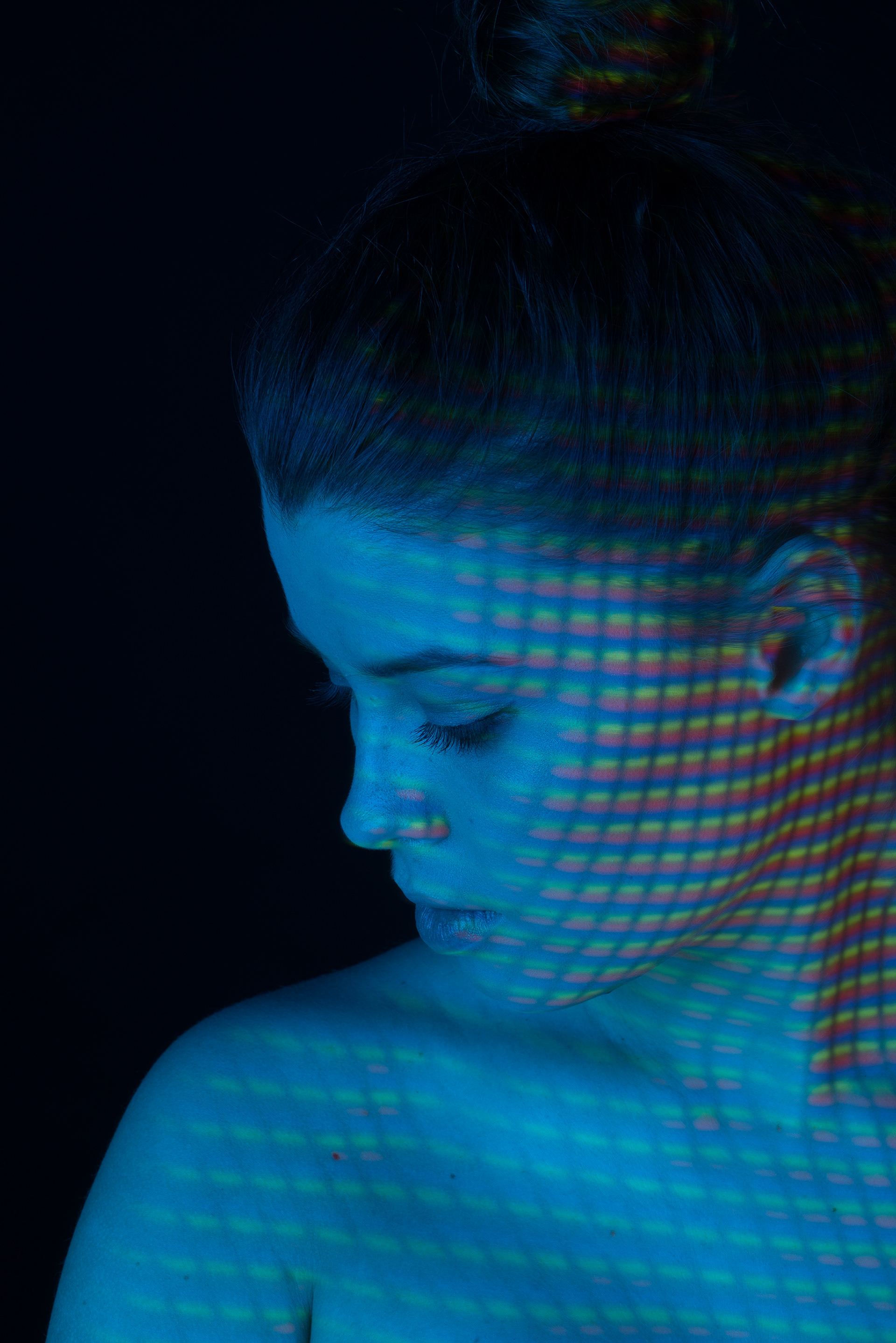 Sarah shot in studio, utilising projection