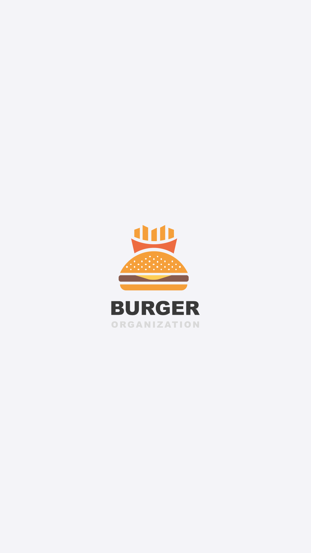 Burger with fries logo for Burger Organization, emphasizing clear focus on burgers and fries.