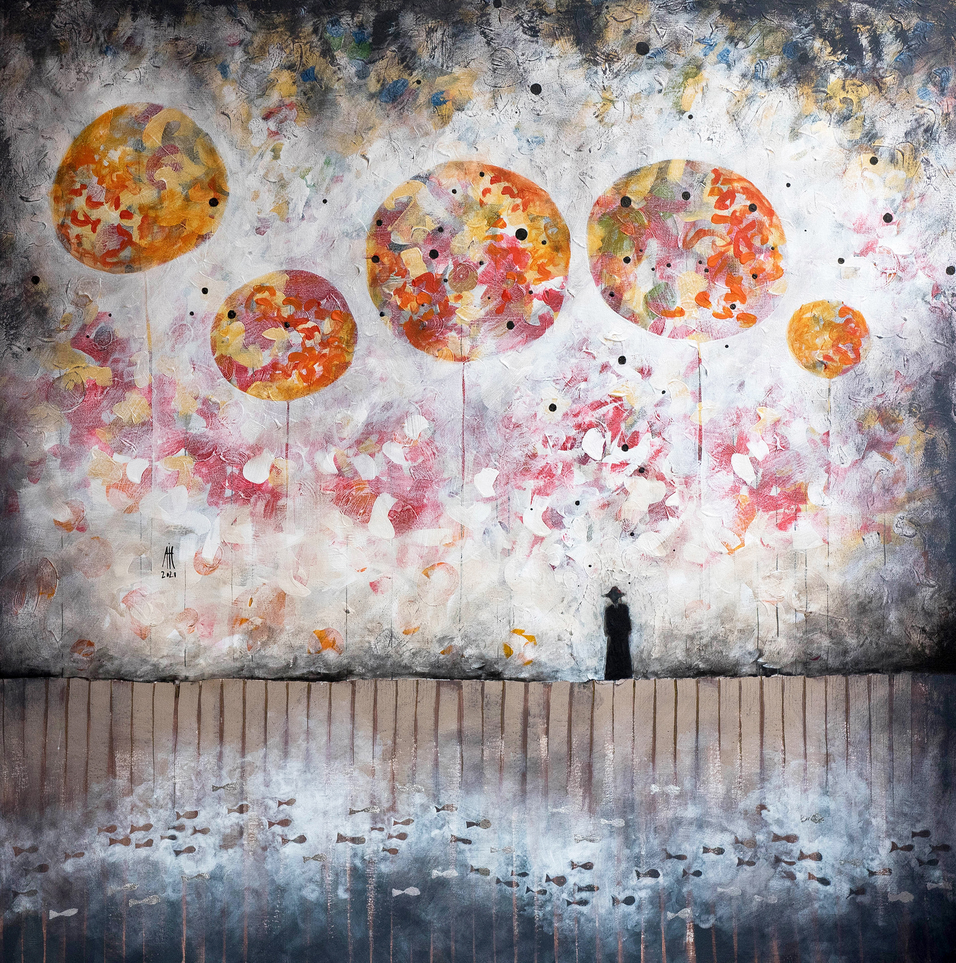 The Fish Bank 2020 mixed media/canvas 1m/1m