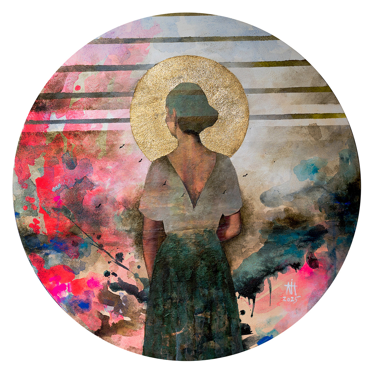 Full Moon mixed media/canvas 60 cm diameter